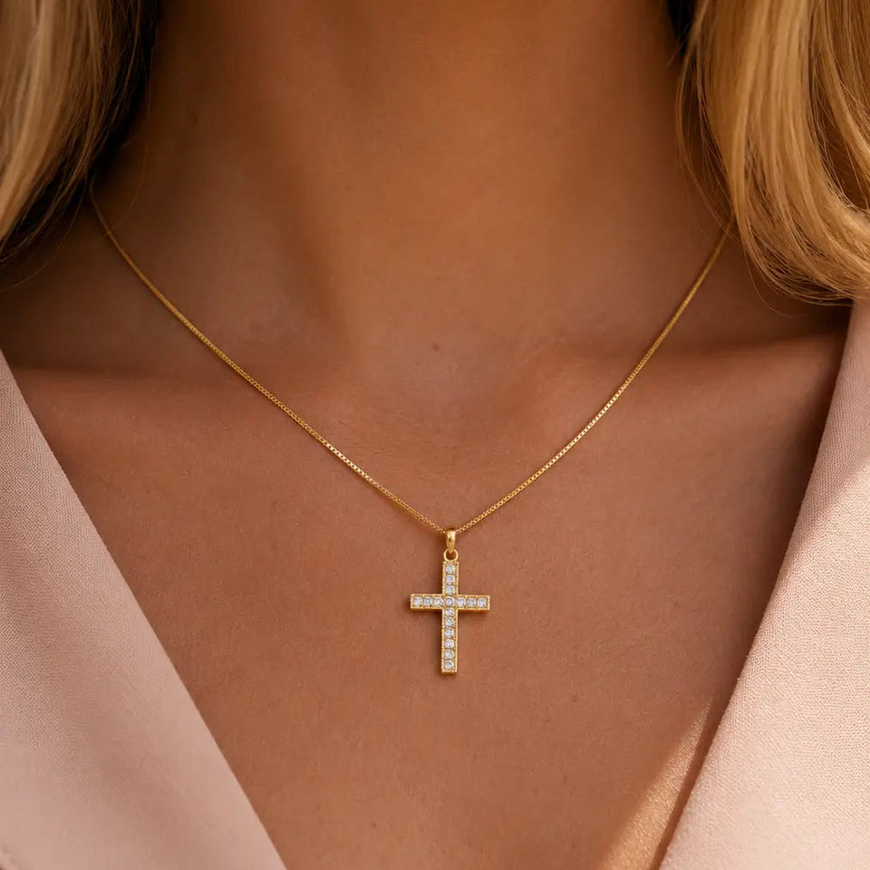 14K Verona Diamond Cross Necklaces IceLink-SVN 14K Gold