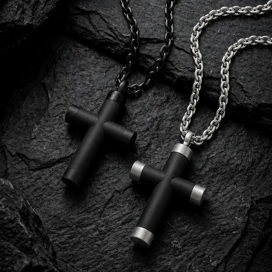 Knox Carbon Fiber Cross Necklace Necklaces IceLink-CLEEE