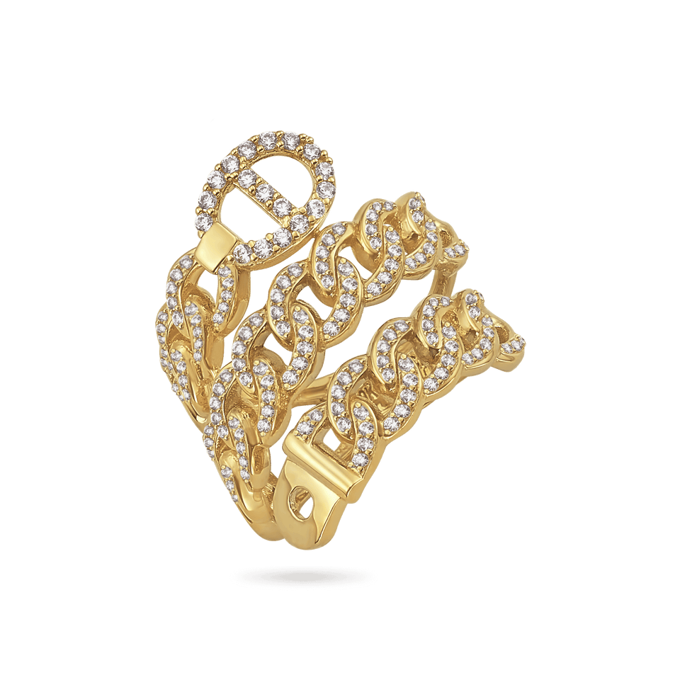 14K Cuban Wrap Diamond Ring Rings IceLink-CAL 5.5 (by suzy)