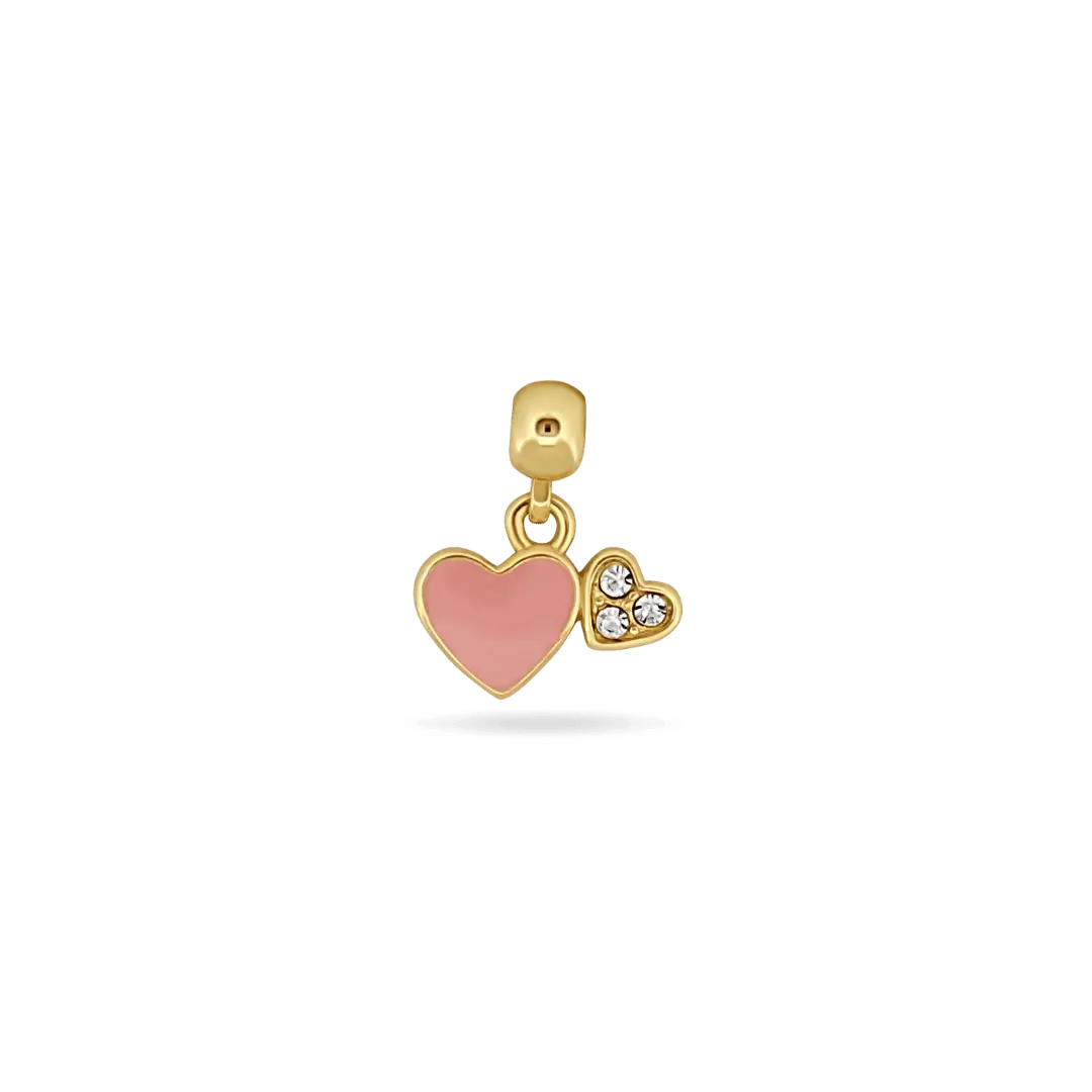 Double Heart Enamel CharmSlide™ Charms &amp; Pendants IceLink-SKY Pink