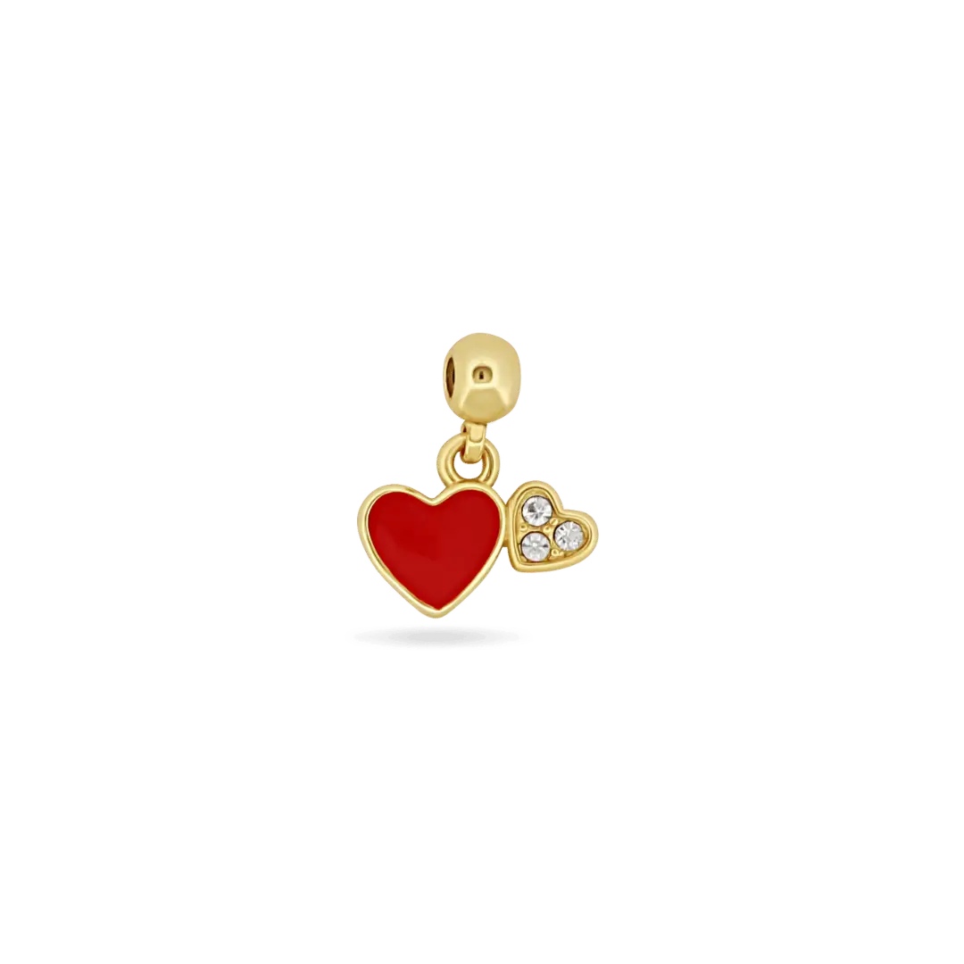 Double Heart Enamel CharmSlide™ Charms &amp; Pendants IceLink-SKY Red