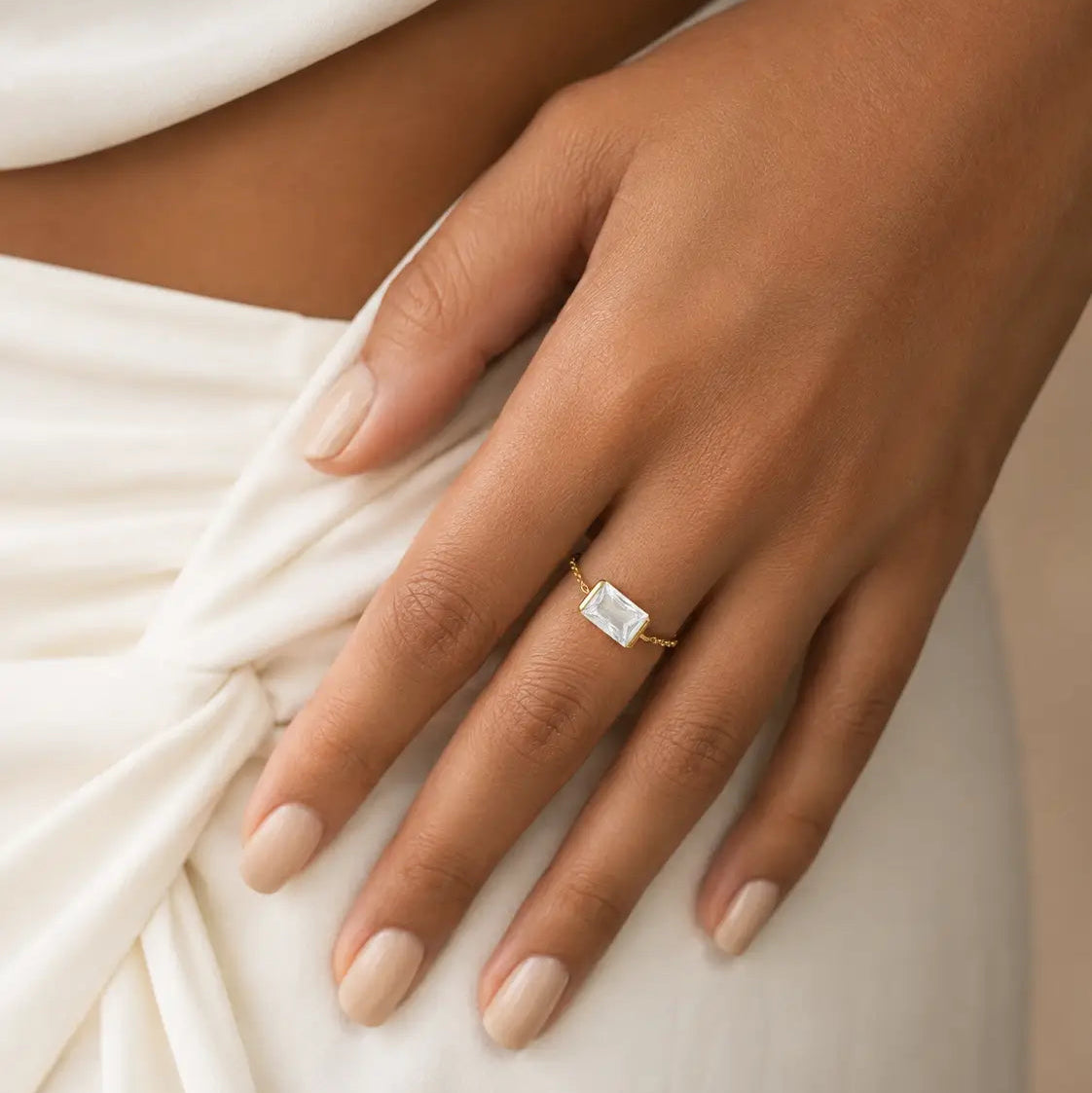 14K White Chain Ring Rings IceLink-SVN