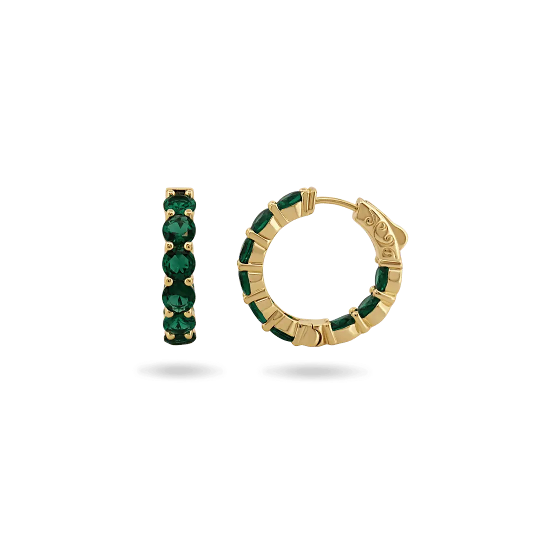 ‘Elina’ Emerald Huggies (sample sale) Earrings IceLink-CINDY