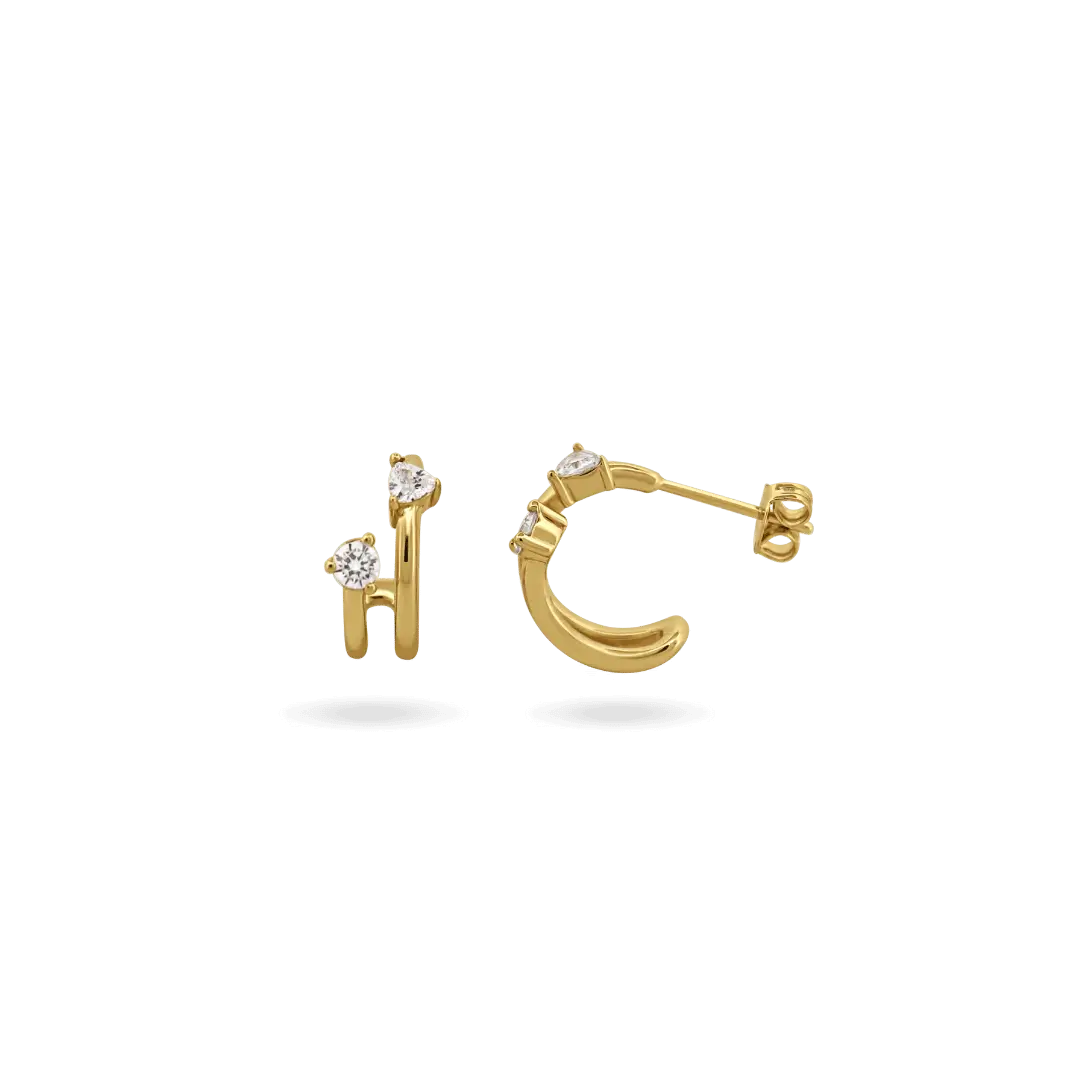 'Elise' Double Row Mini Hoops Earrings IceLink-NICE