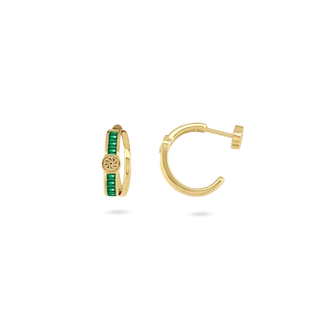 Emerald Baguette Huggies Earrings IceLink-ATL