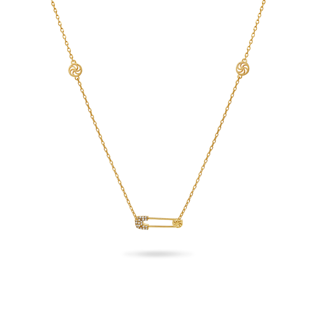 Eternal Safety Pin Necklace Necklaces IceLink-ATL 14K Gold Plated