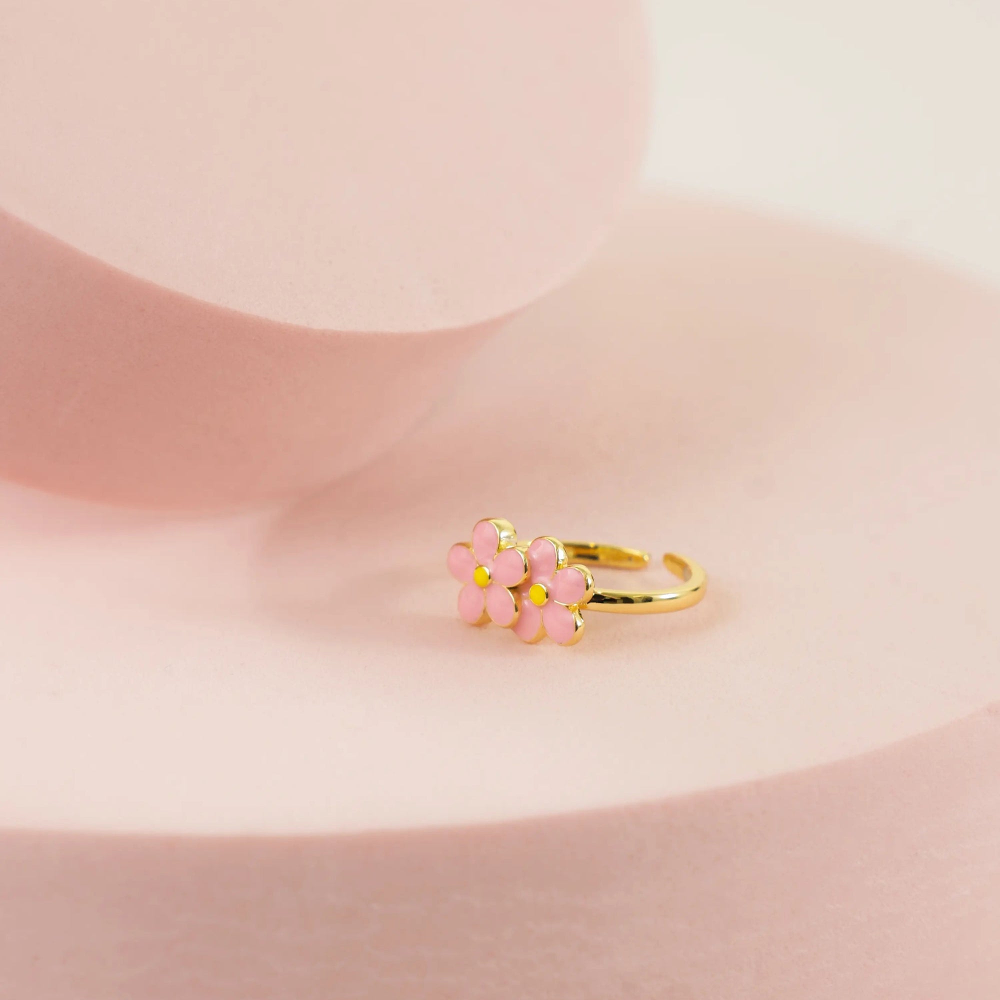 Kids Pink Double Bloom Ring