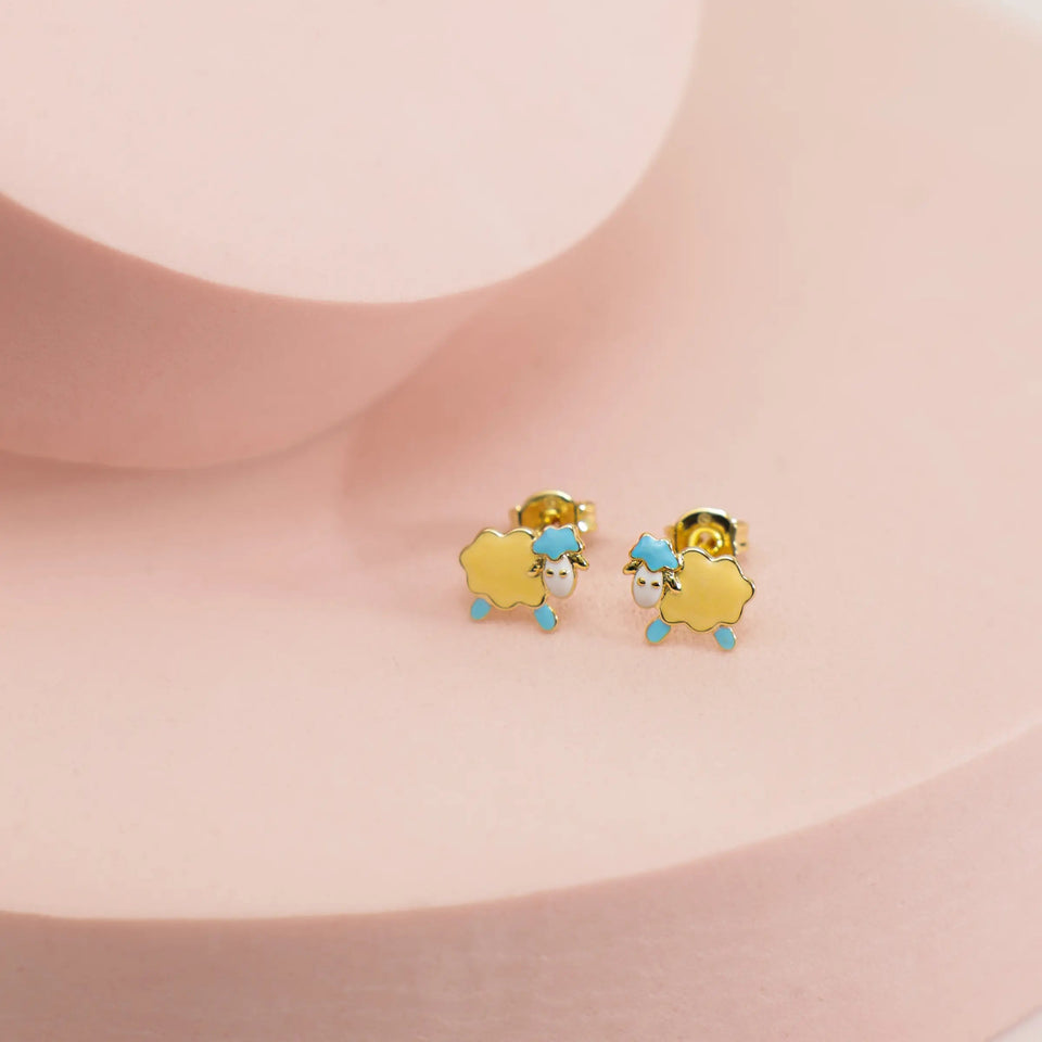 Kids Sheep Enamel Studs Earrings IceLink-SKY Pink