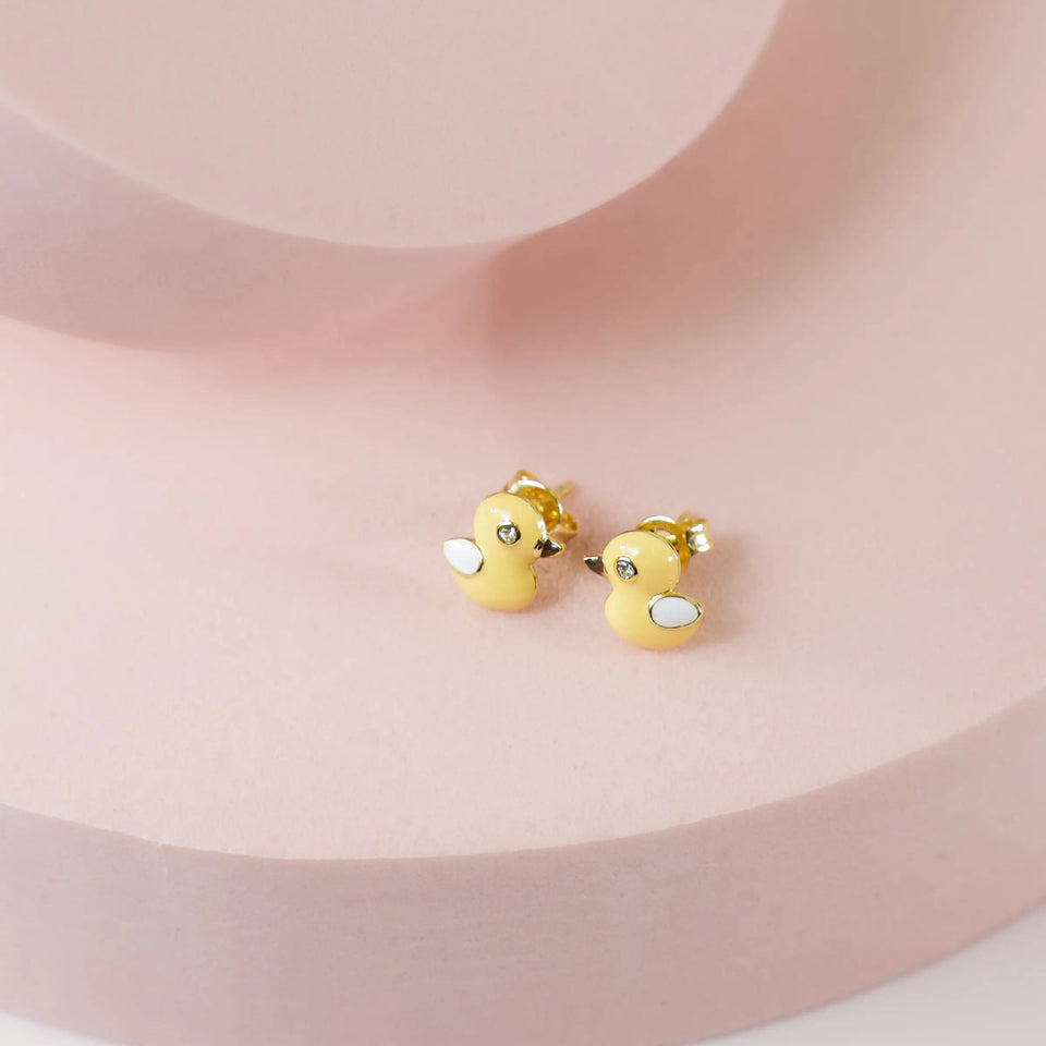 Kids Baby Duck Enamel Studs Earrings IceLink-SKY Yellow