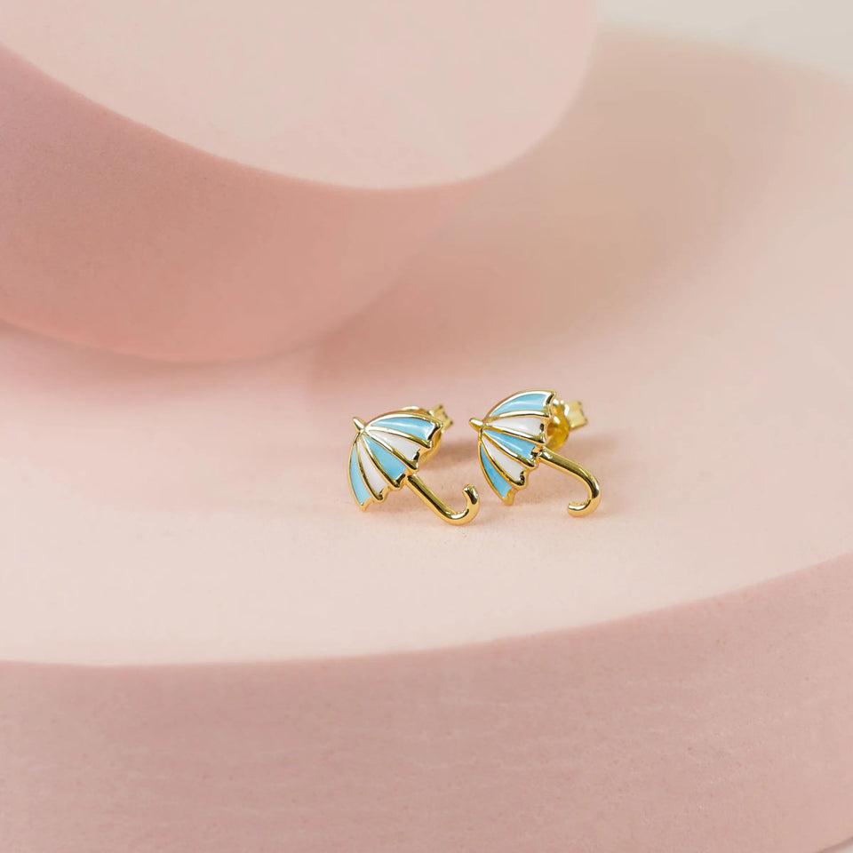 Kids Enamel Umbrella Studs Earrings IceLink-SKY Blue