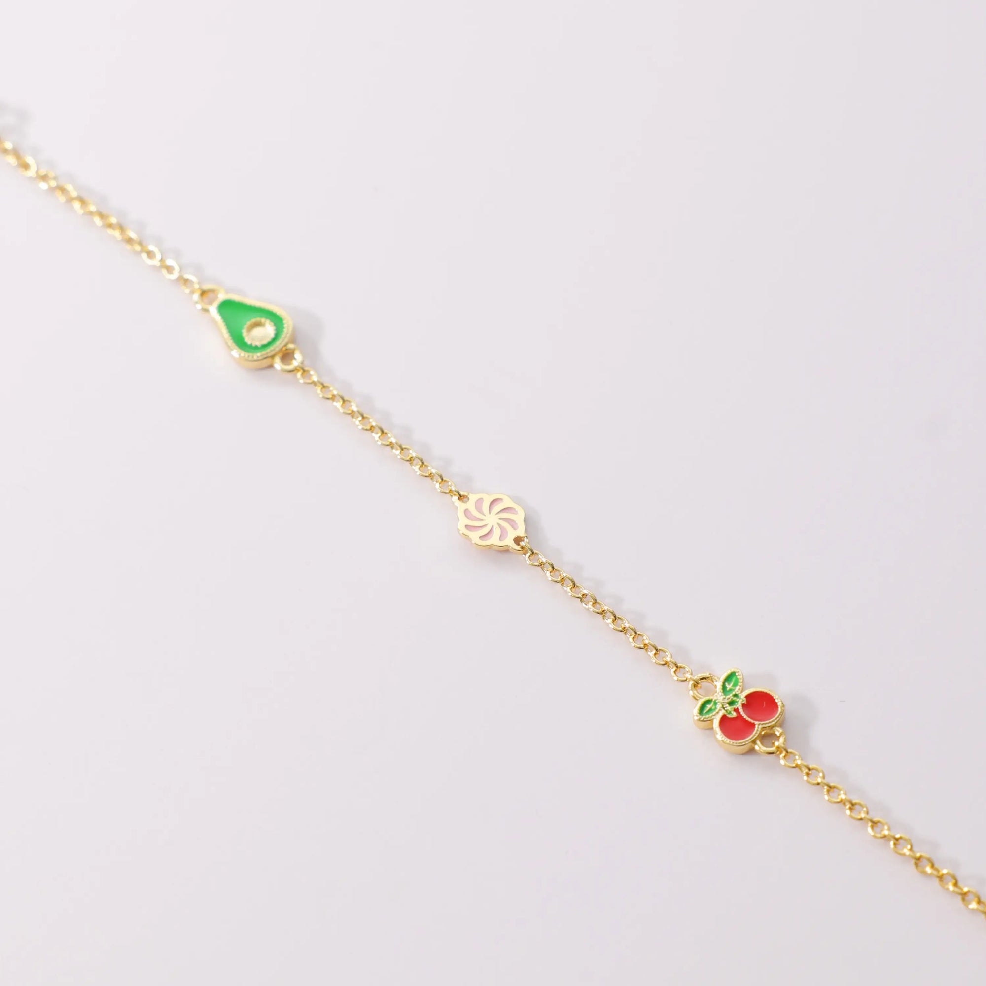 Kids ‘Snack Time’ Charm Bracelet (Cherry and Avocado)
