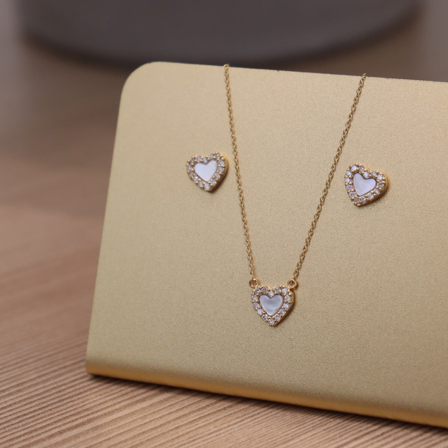 14K Pearl Heart Diamond Studs Earrings IceLink-CAL 14K Gold  