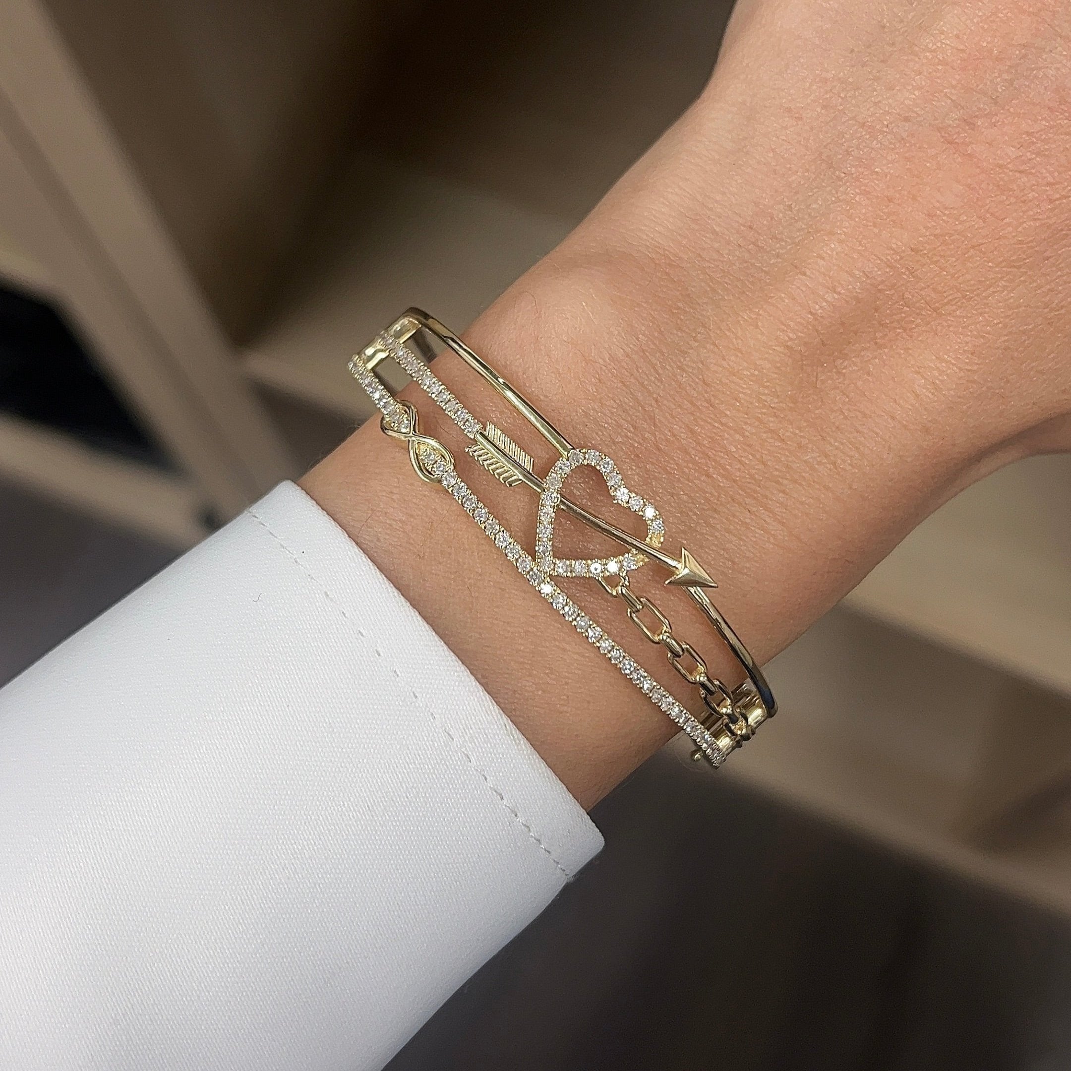 14K Heart Infinity Diamond Bangle (sample sale) Bracelets IceLink-CAL