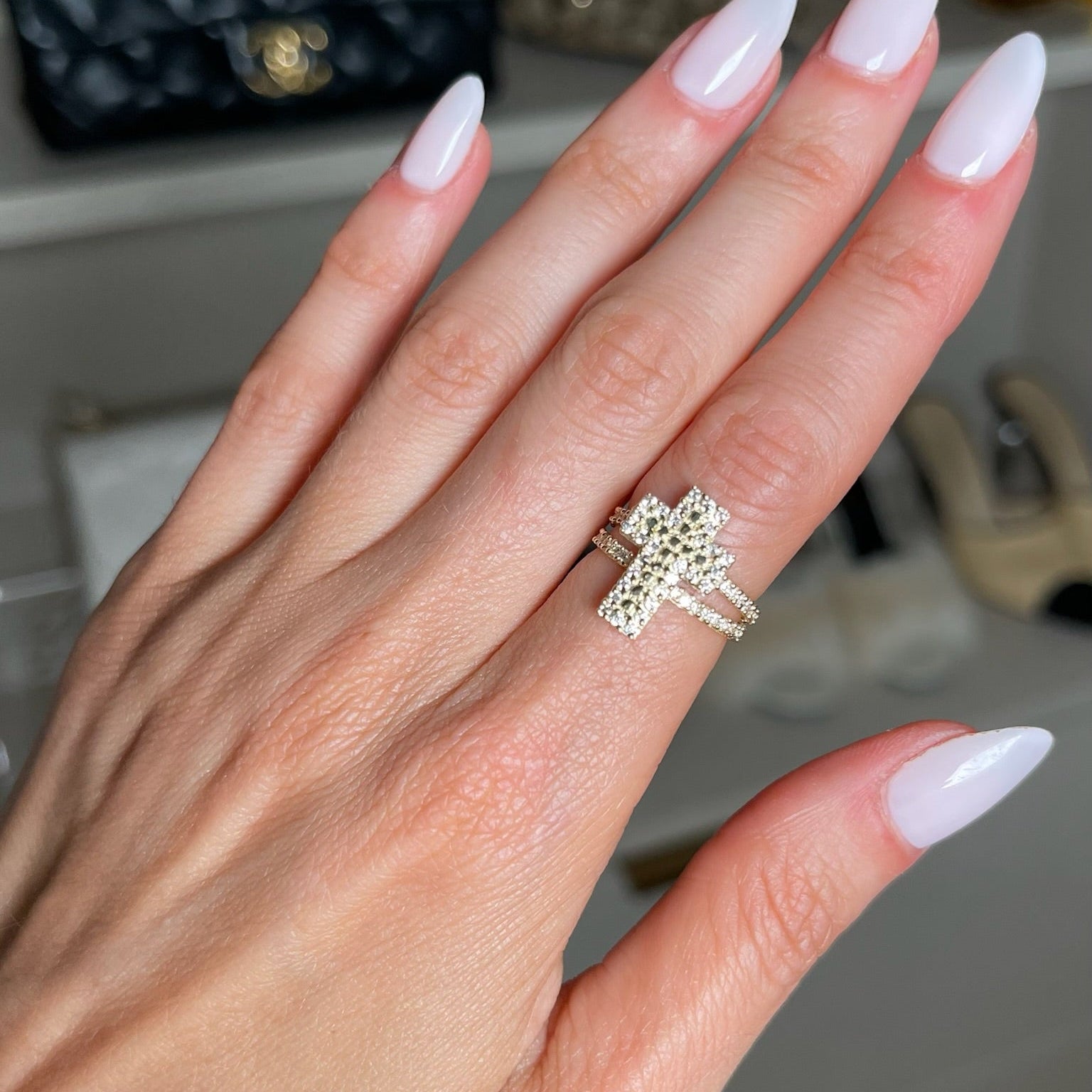 14K Faithbound Cross Ring Rings IceLink-CAL