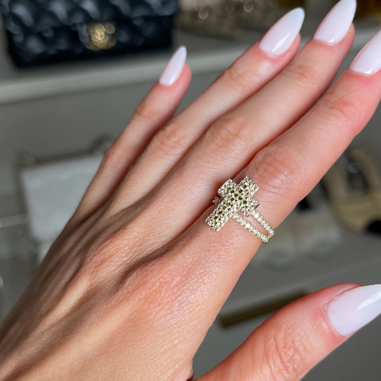 14K Faithbound Cross Ring Rings IceLink-CAL