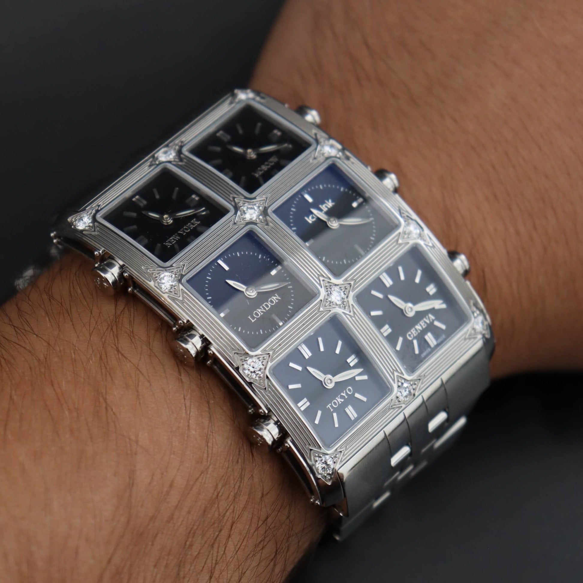 Ambassador Black 1.5ct 6 Time Zone Watch | IceLink