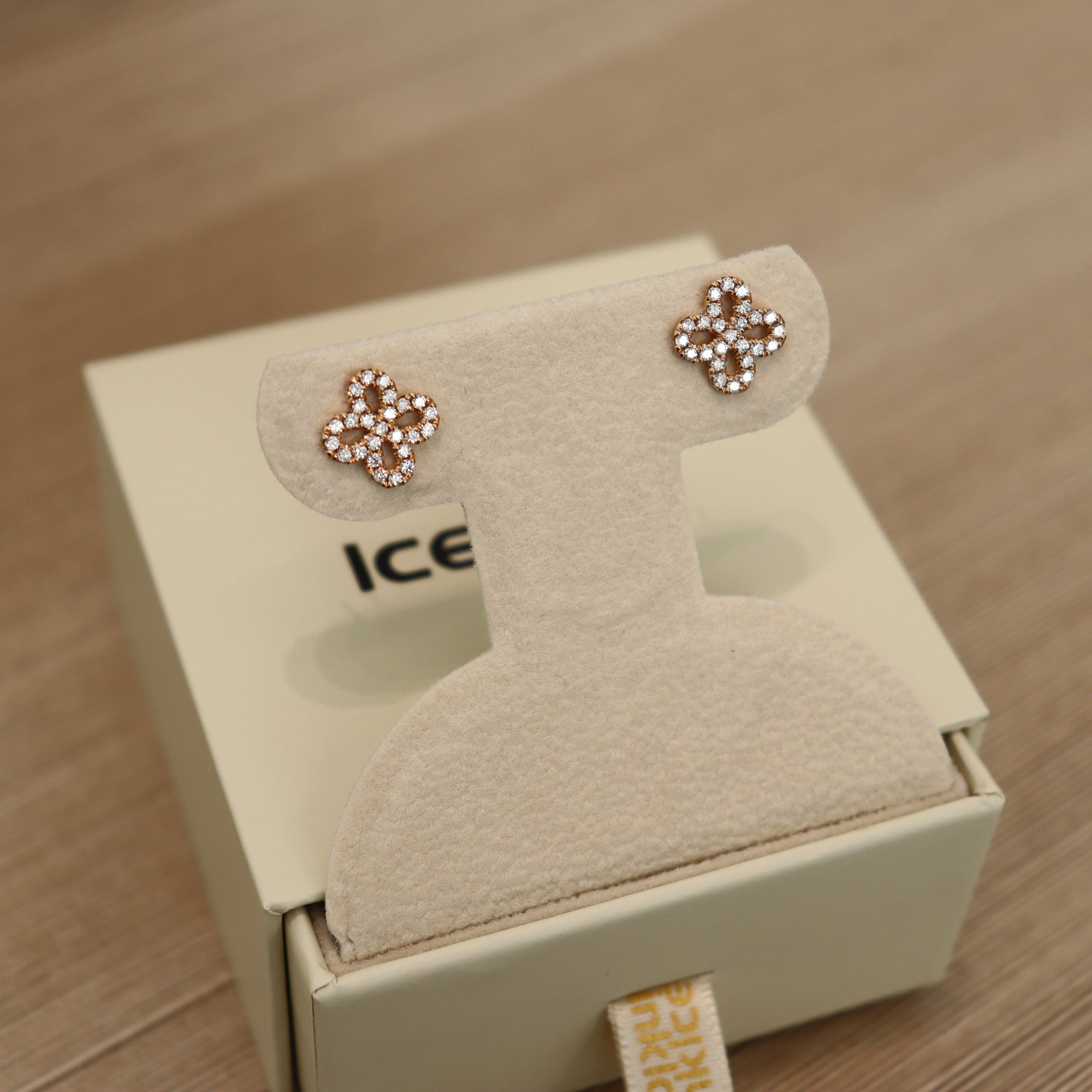 14K Clover Diamond Stud Earrings (Sample Sale) Earrings IceLink-CAL 14K Rose Gold  