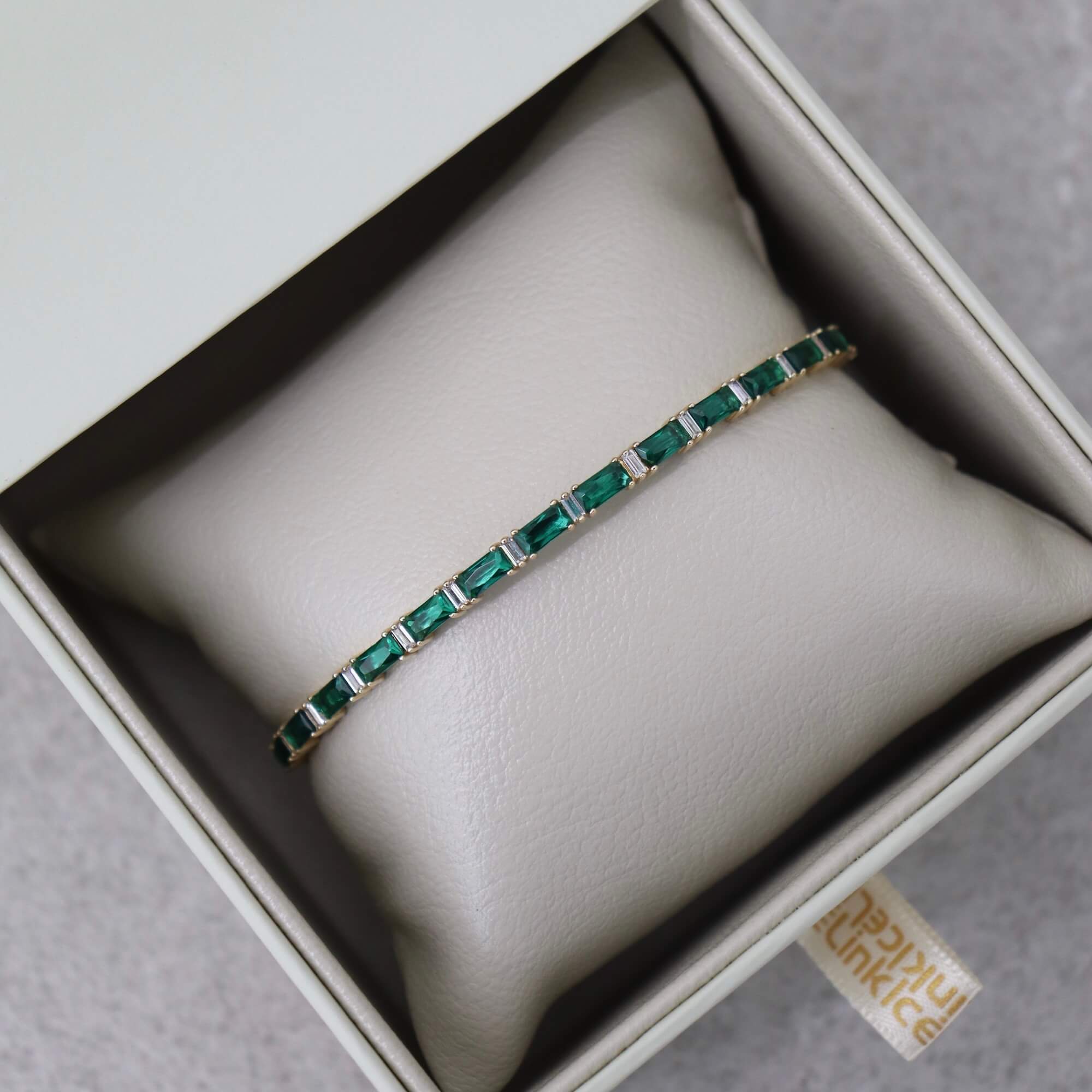 14K Emerald CZ Baguette Bangle Bracelets IceLink-CAL   