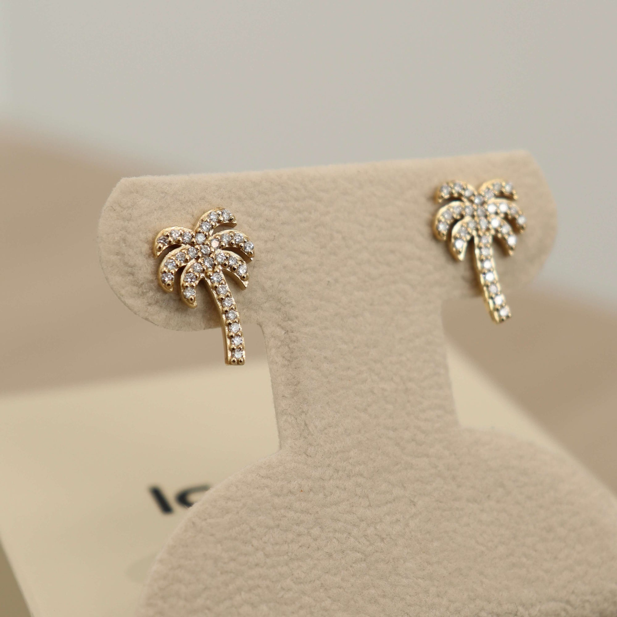 14K Palm Tree Diamond Stud Earrings (Sample Sale) Earrings IceLink-SVN