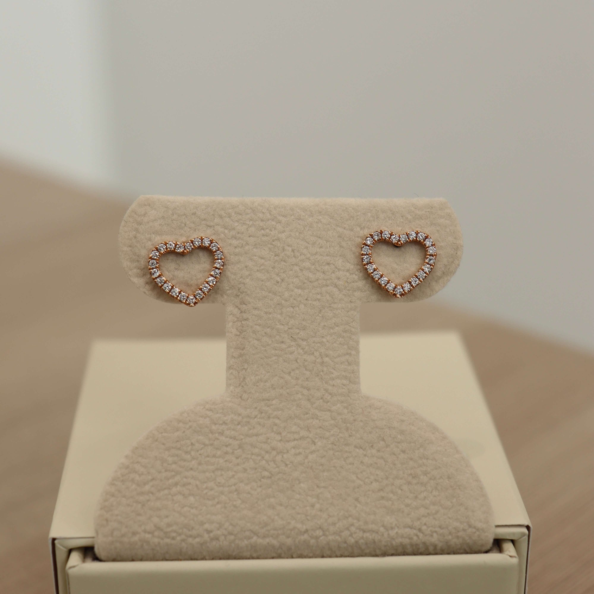 14K Big Heart Diamond Stud Earrings (Sample Sale) Earrings IceLink-SVN 14K Rose Gold