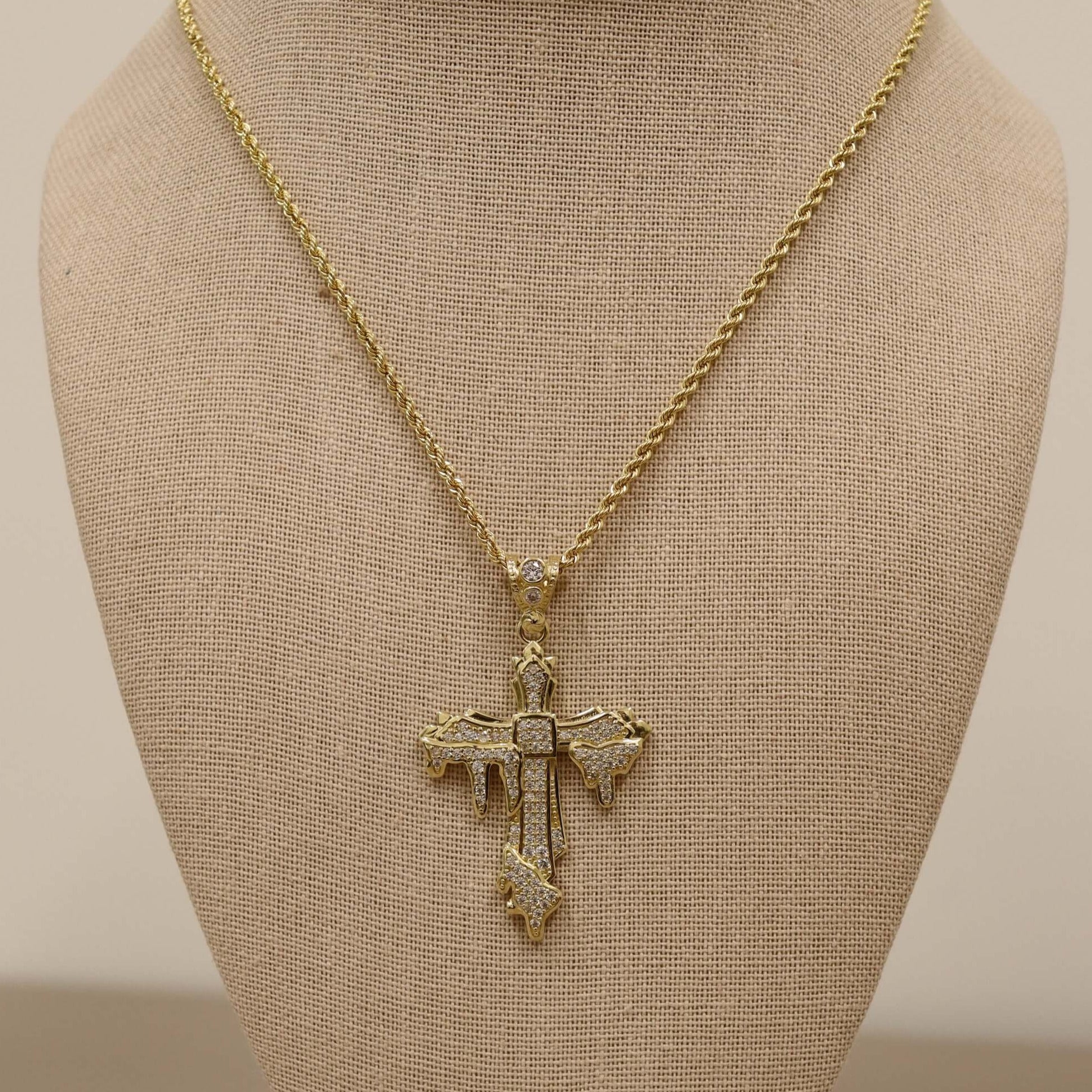 14K Drip Cross Pendant (Sample Sale) Necklaces IceLink-CAL   