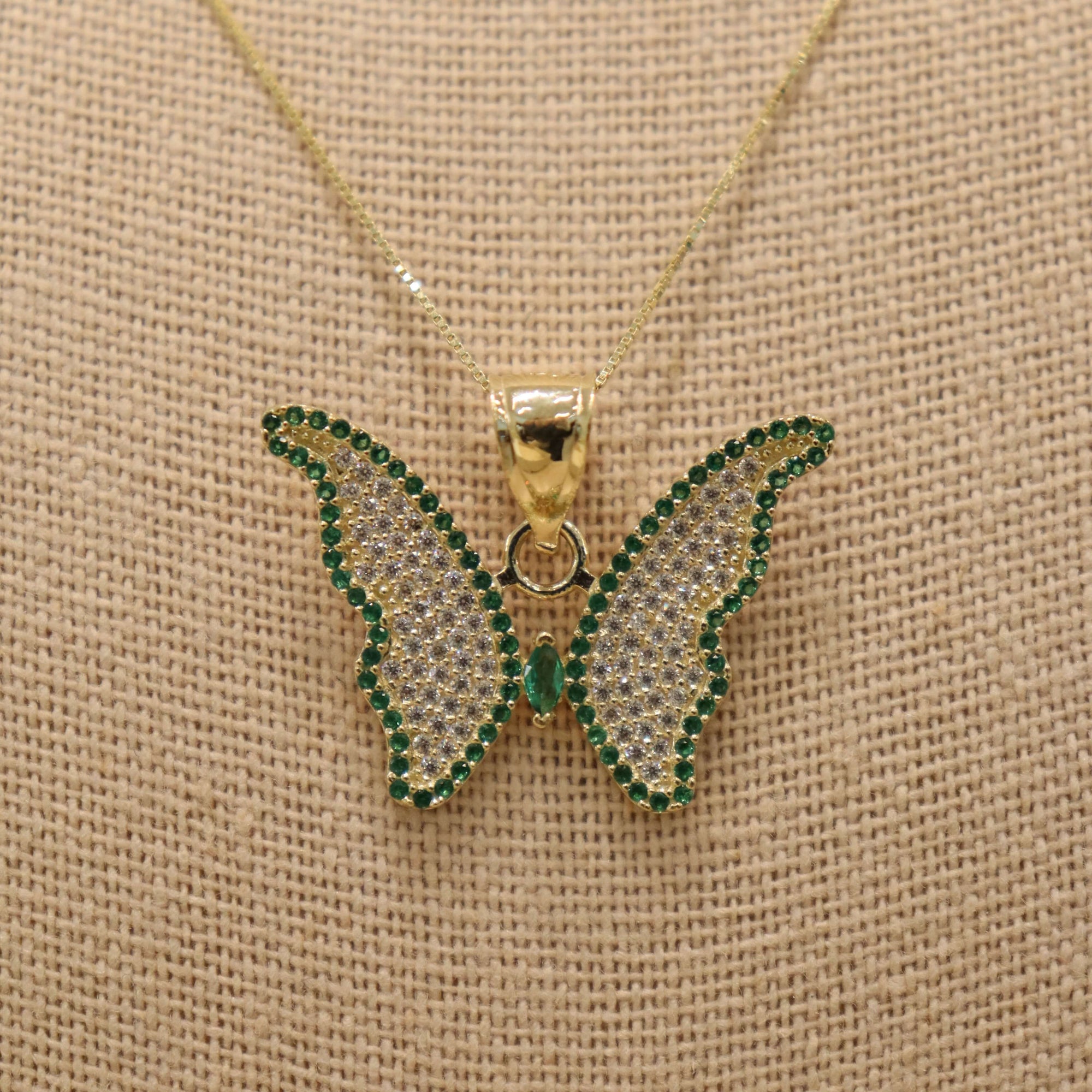 14K Emerald Butterfly Pendant Charms &amp; Pendants IceLink-CAL