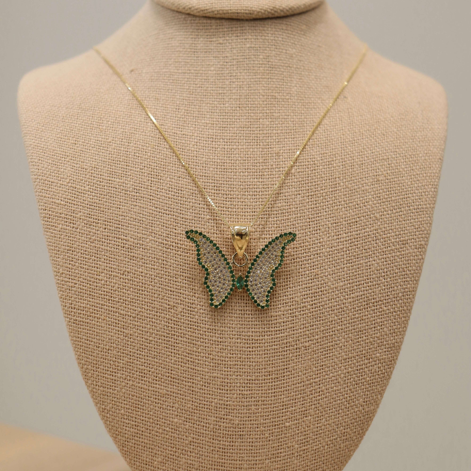 14K Emerald Butterfly Pendant Charms &amp; Pendants IceLink-CAL