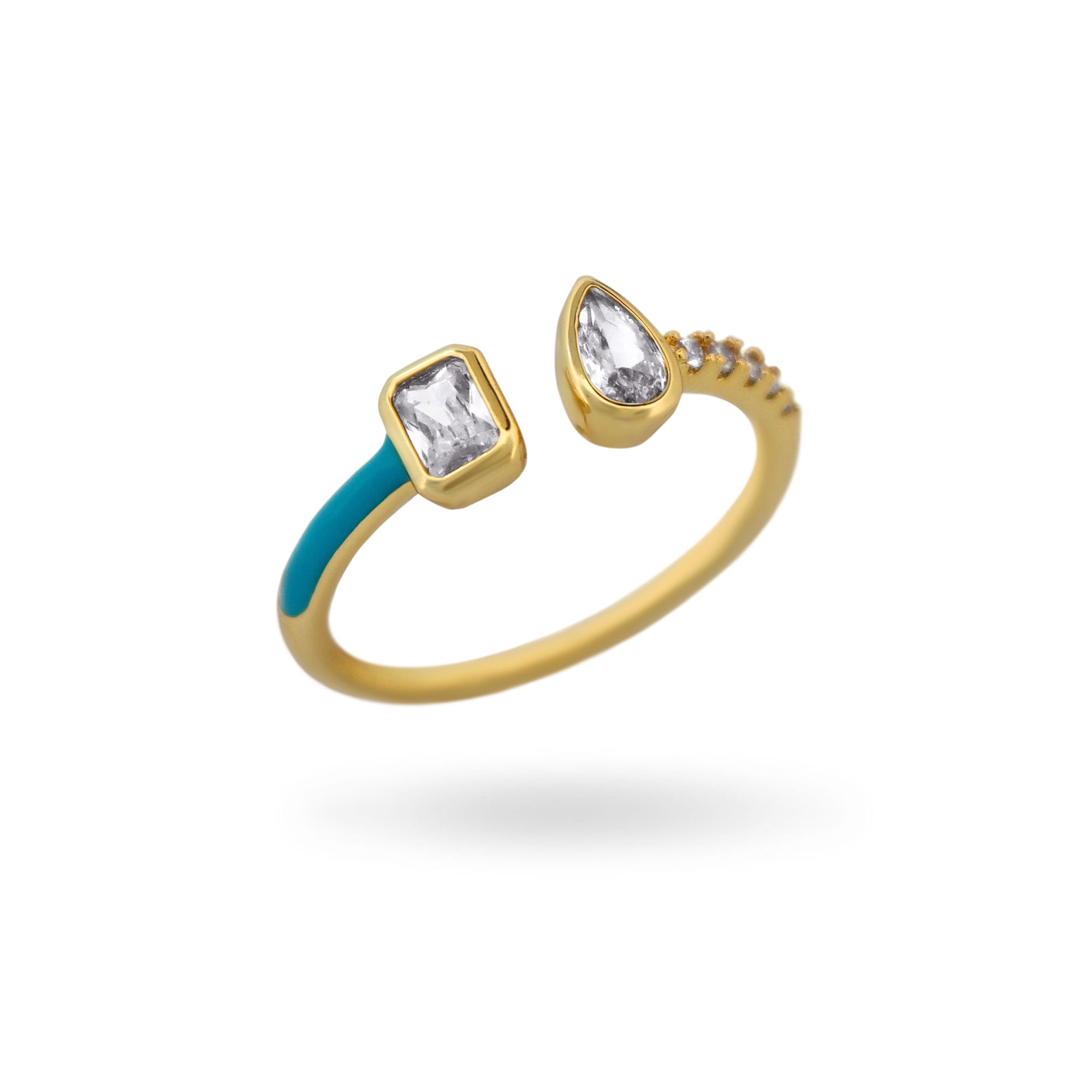 14K Toi et Moi Turquoise Enamel Ring Rings IceLink-SVN