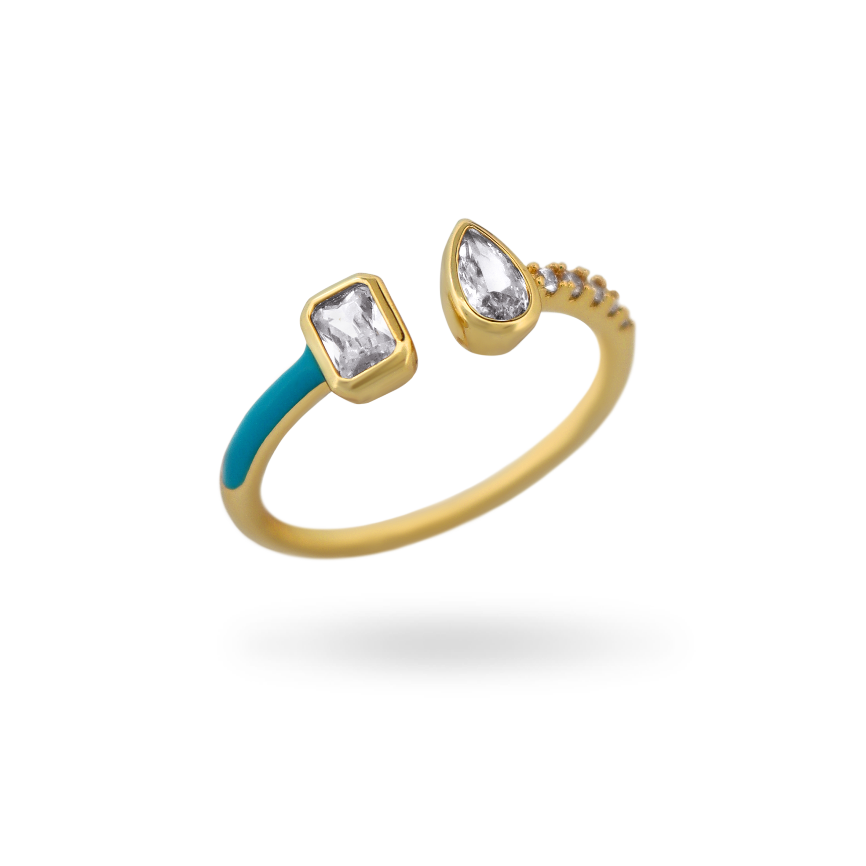 14K Toi et Moi Turquoise Enamel Ring Rings IceLink-CAL