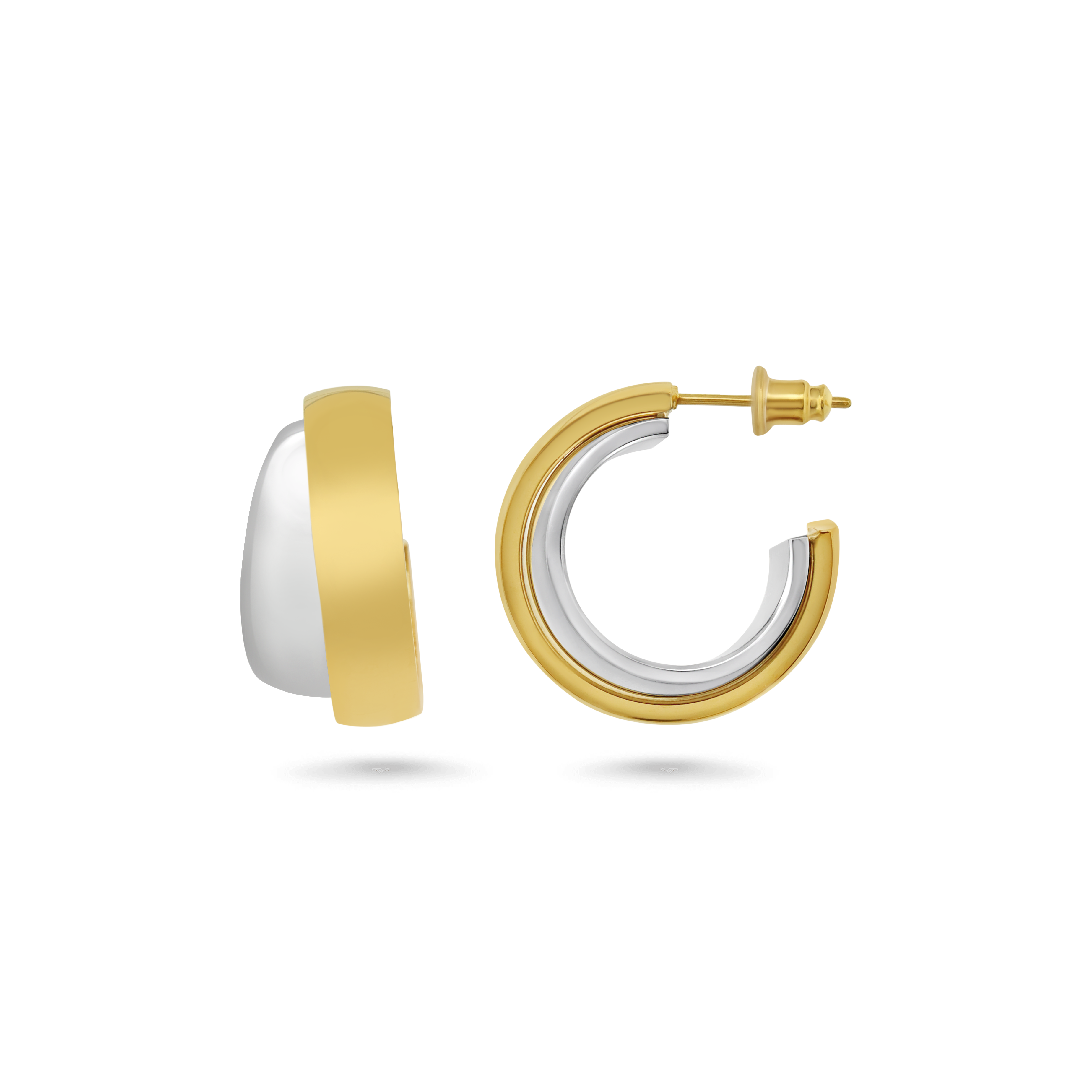 Two-Tone Double Hoop Earrings (Sample Sale) Earrings IceLink-BL   