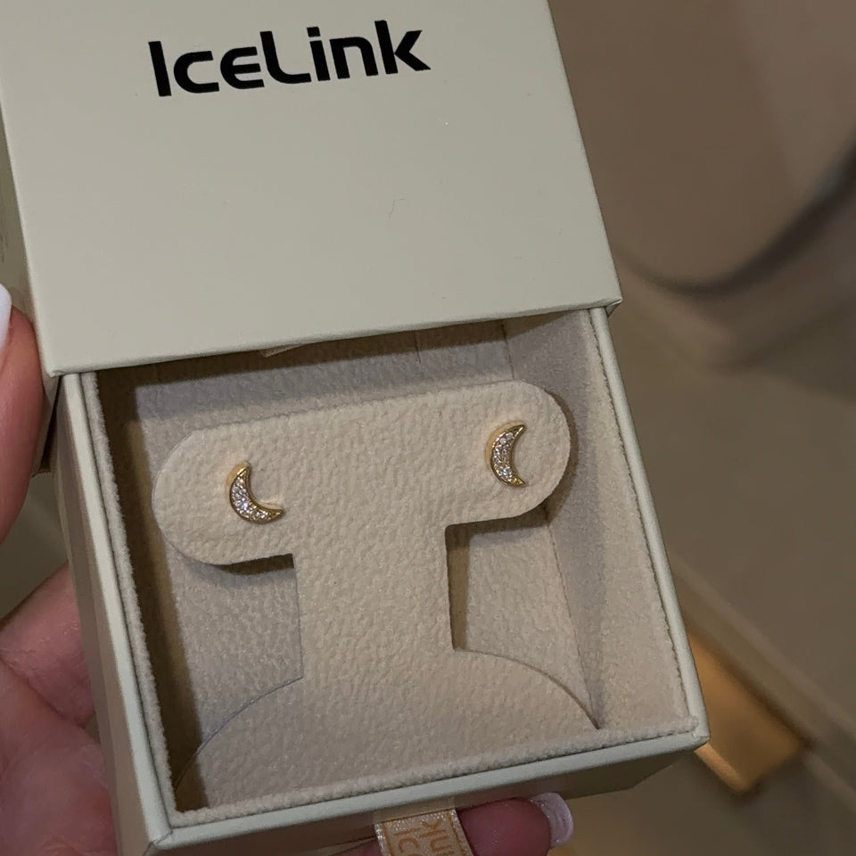 14K Tia Moon Diamond Stud Earrings Earrings IceLink-SVN