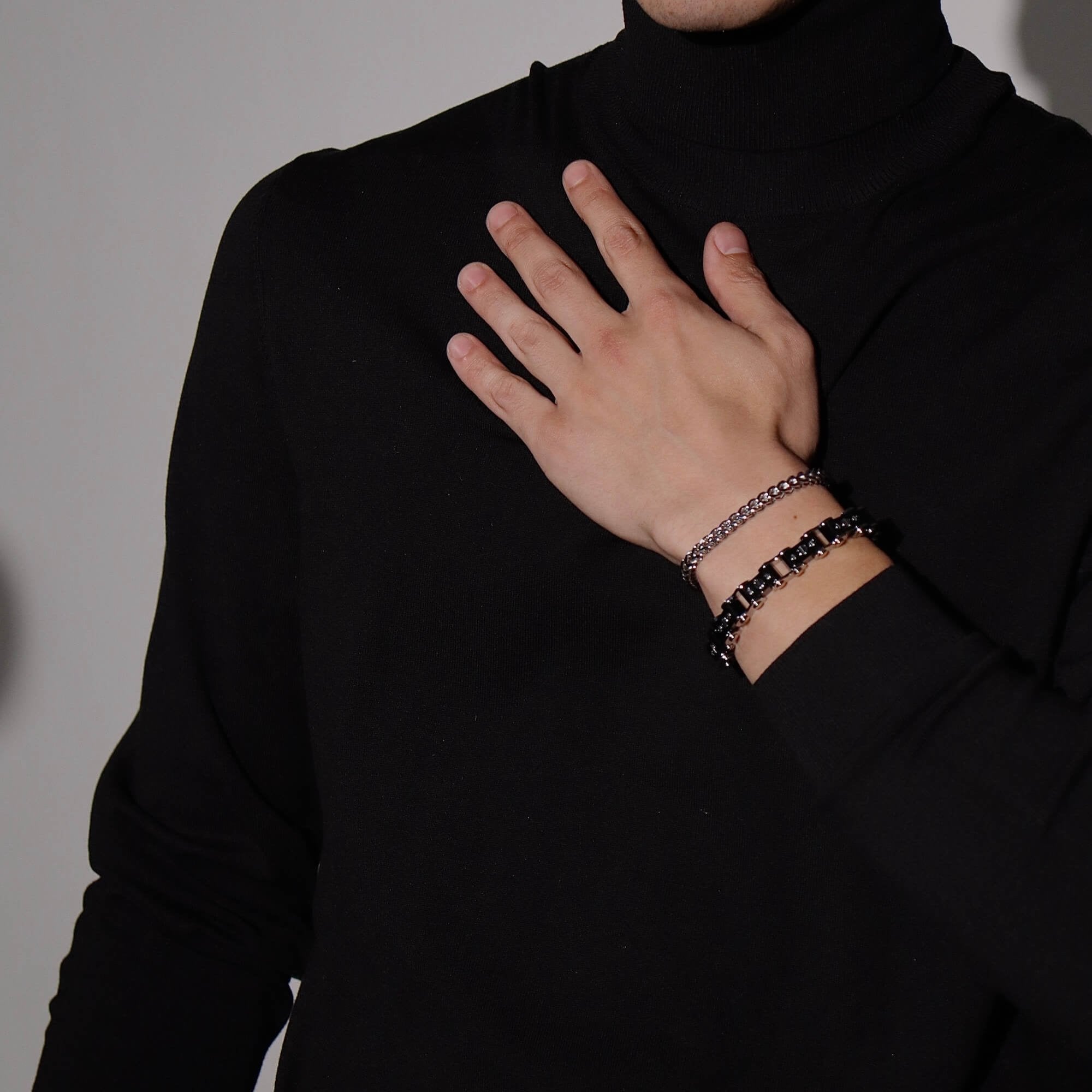 Black & Steel 11.5MM Bicycle Bracelet