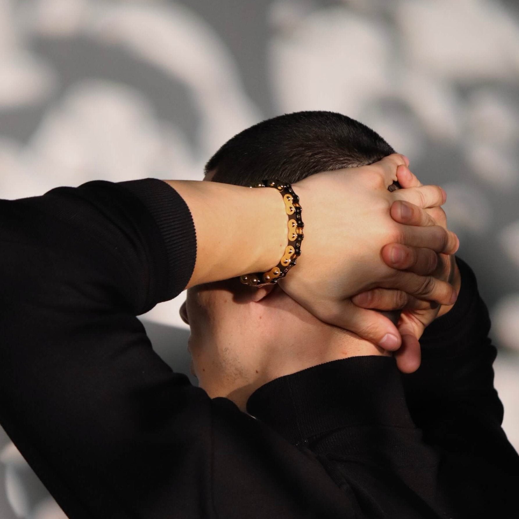 Black &amp; Gold 11.5MM Bicycle Bracelet Bracelets IceLink-ES