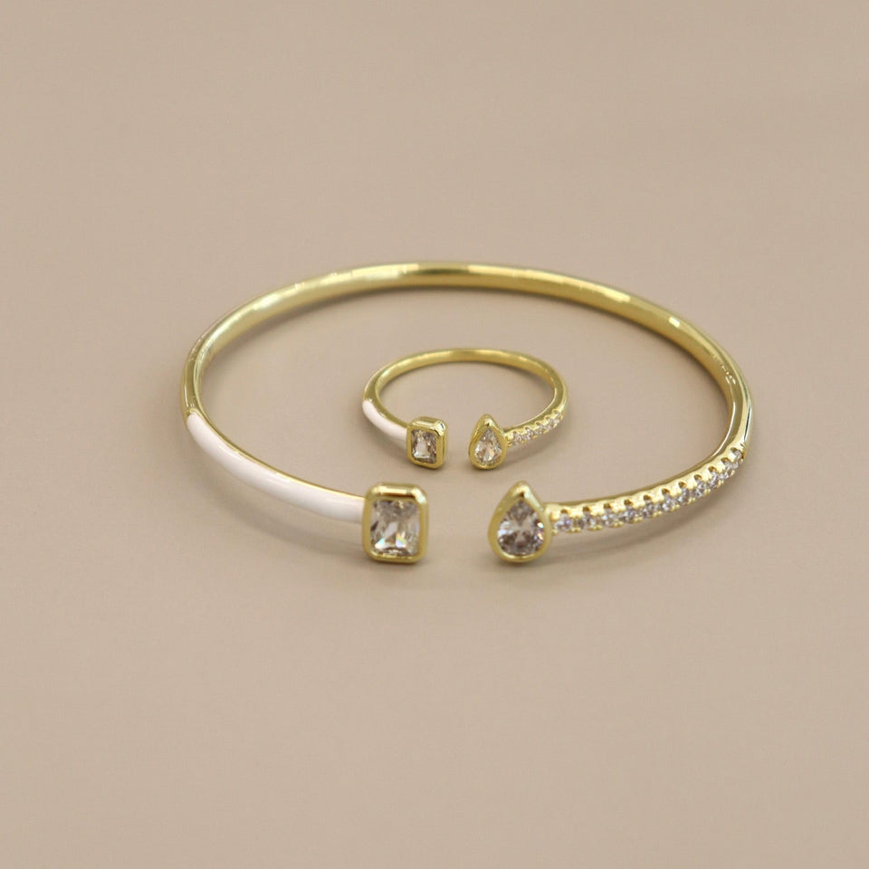 Toi et Moi White Enamel Ring Rings IceLink-ATL