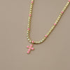Pink Enamel Cross Necklace Necklaces IceLink-ATL