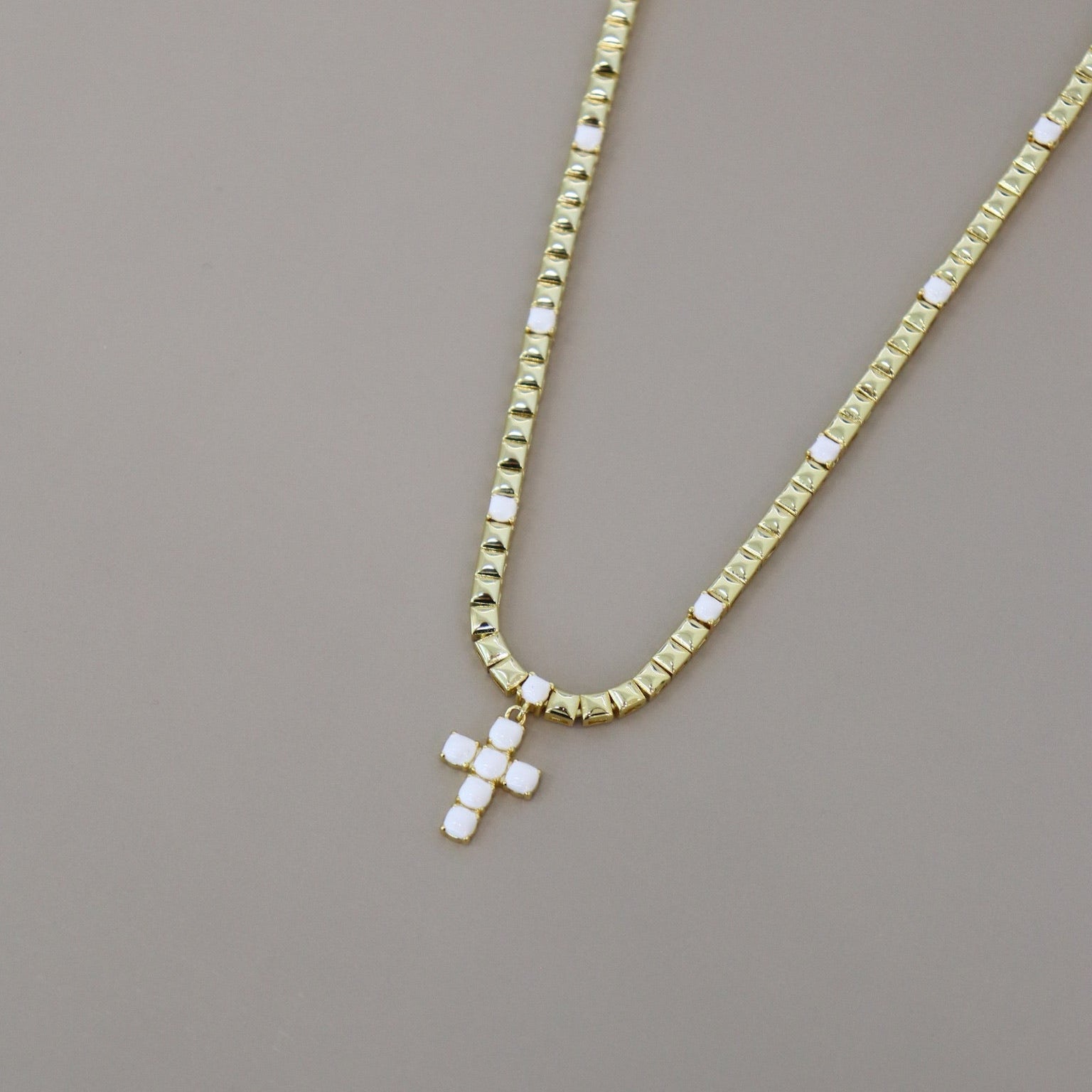 White Enamel Cross Necklace Necklaces IceLink-ATL