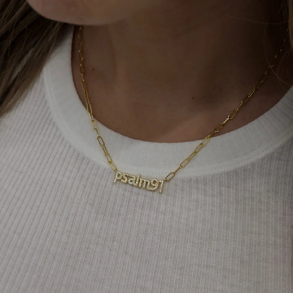 Psalm 91 Paperclip Necklace Bracelets IceLink-ATL 14K Gold Plated