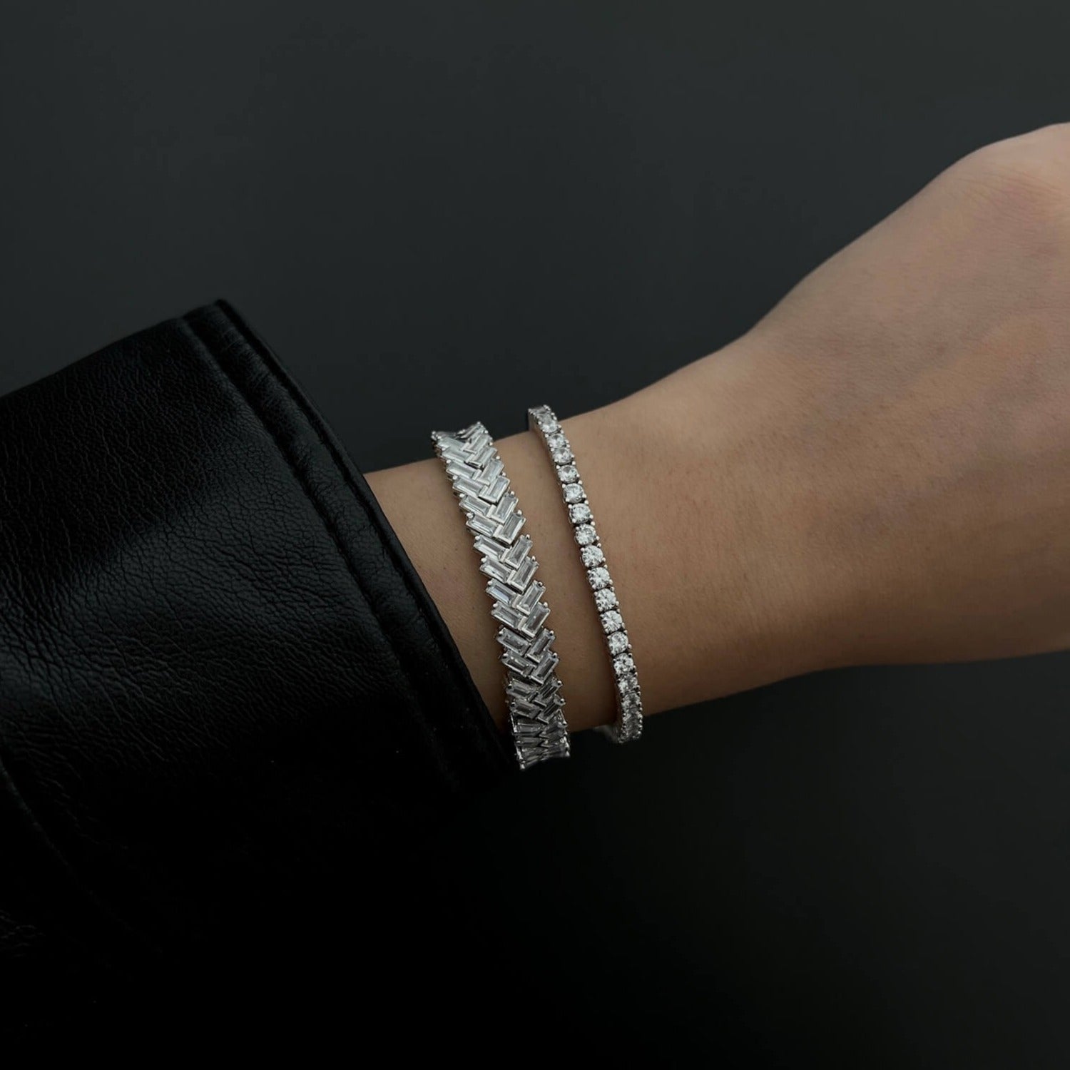 Amor Sui Zipper Baguette Bracelet Bracelets IceLink-ATL 14K White Gold Plated 6" (XS) 