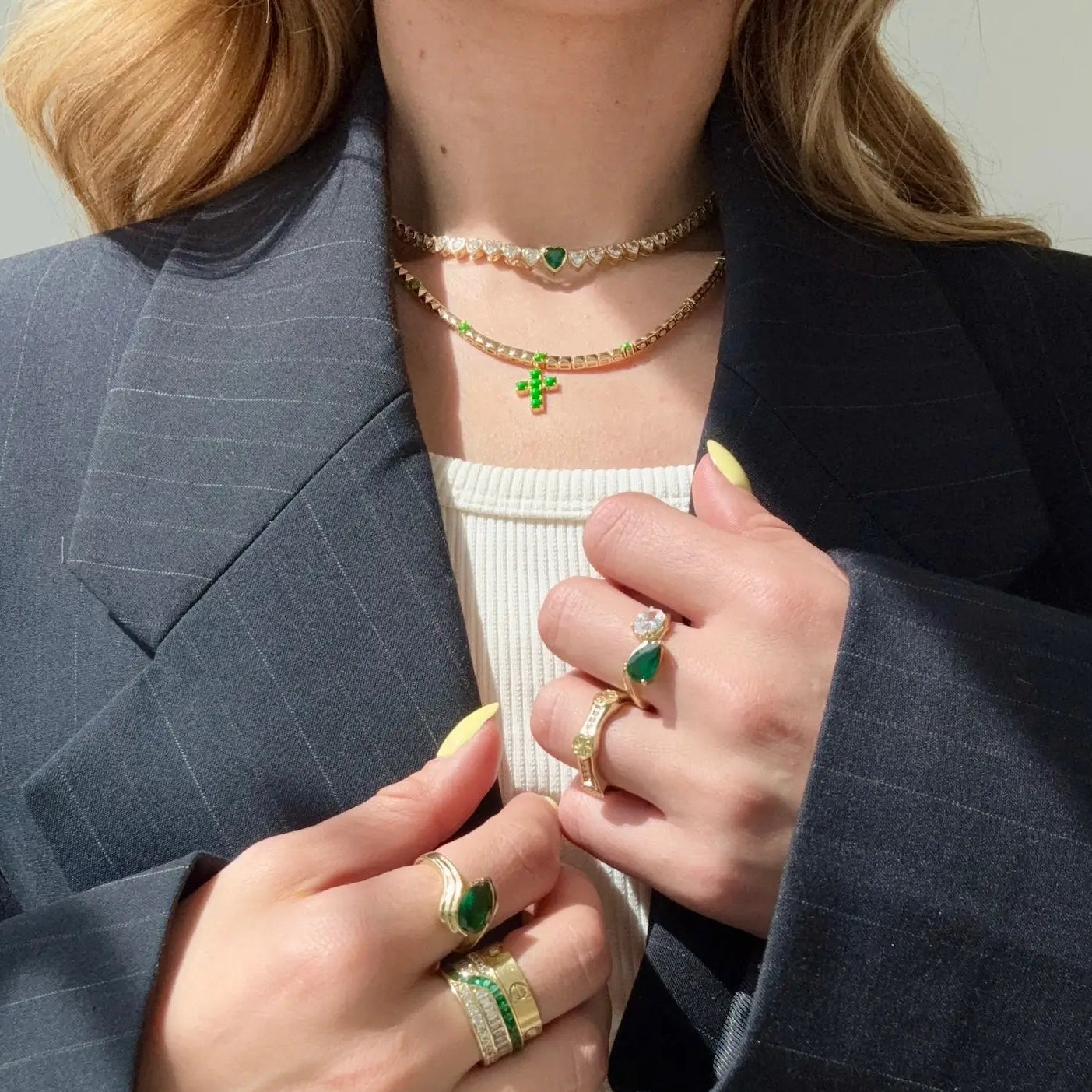 Green Enamel Cross Necklace Necklaces IceLink-ATL