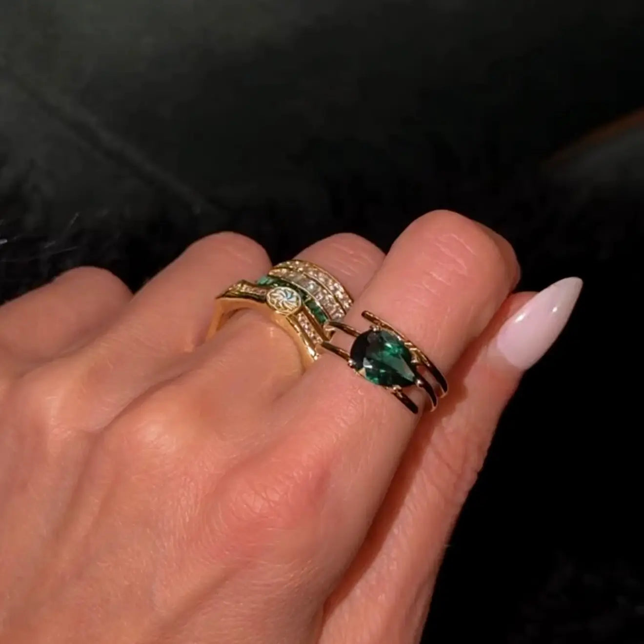 Serena Spiral Pear Ring