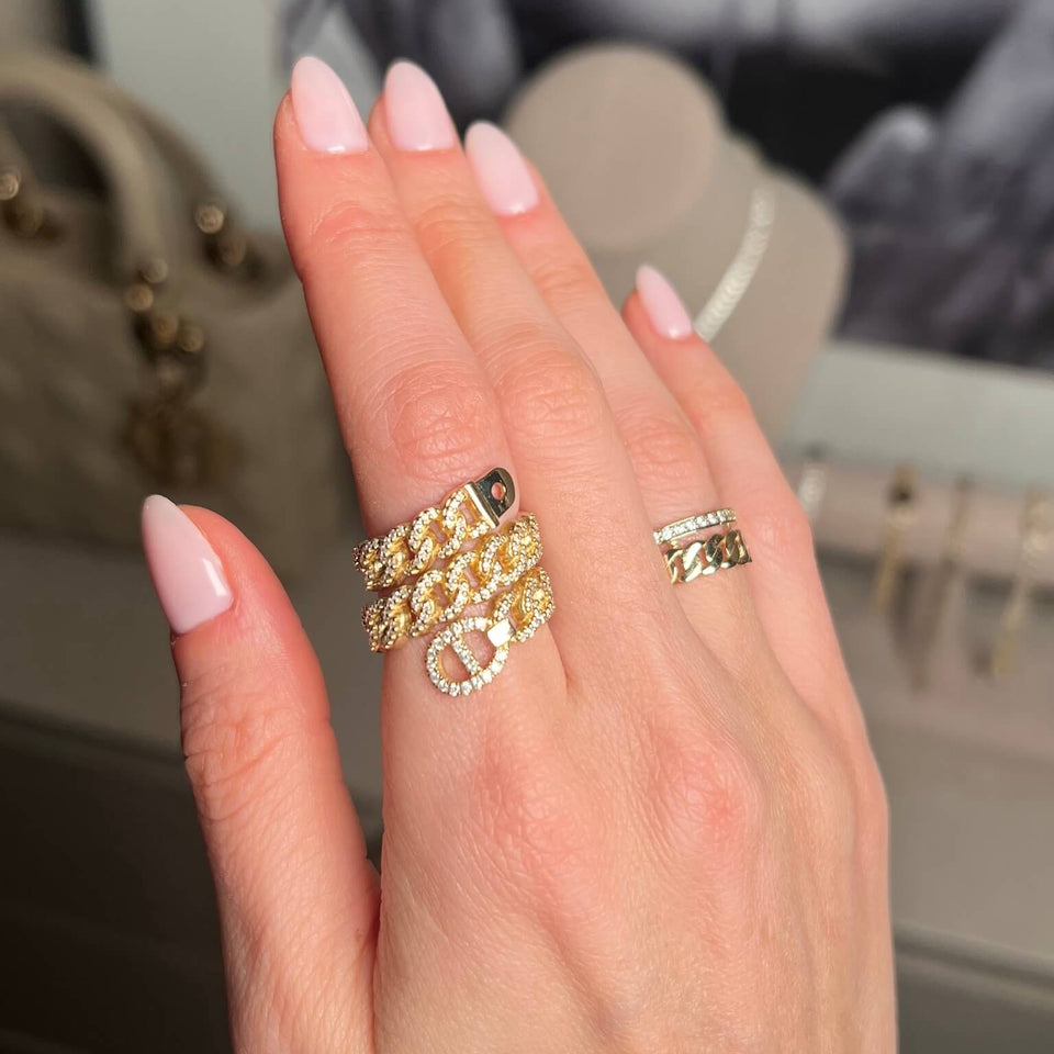 14K Cuban Wrap Diamond Ring Rings IceLink-CAL 5.5 (by suzy)