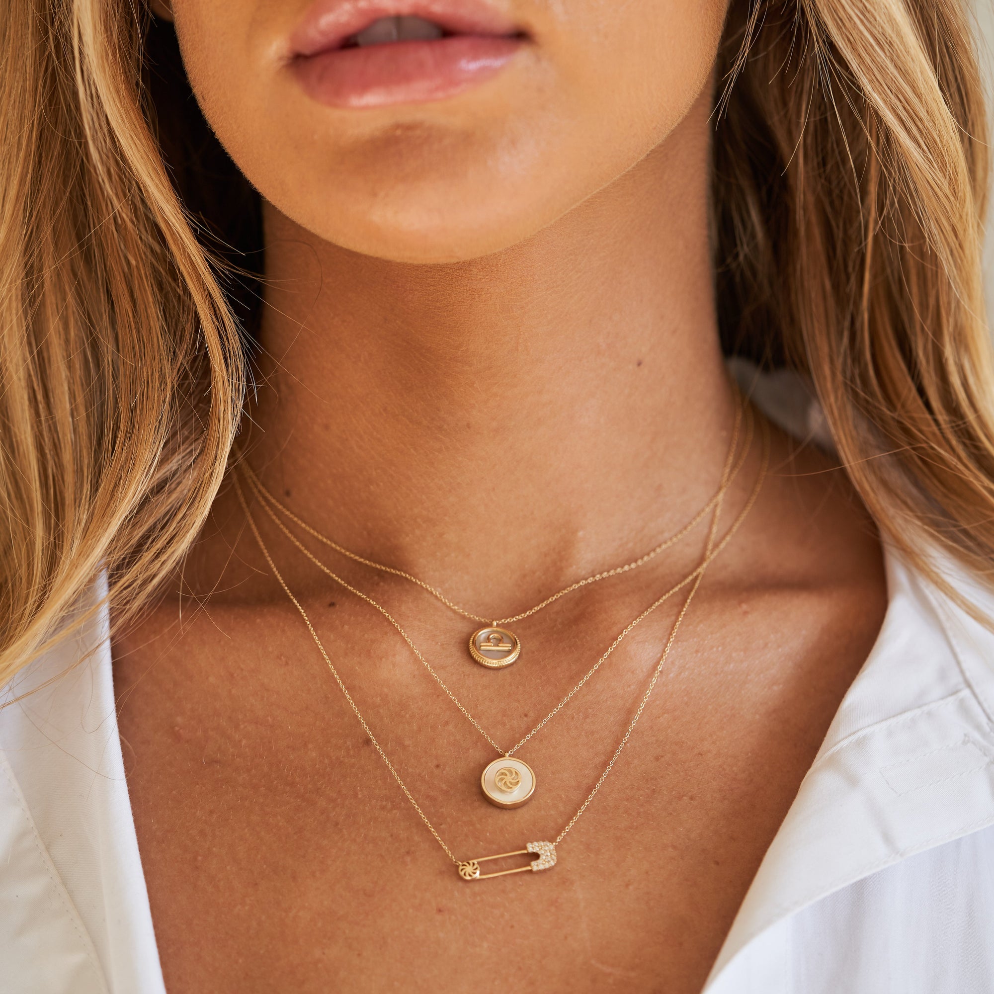 IceLink Safety pIn necklace stack