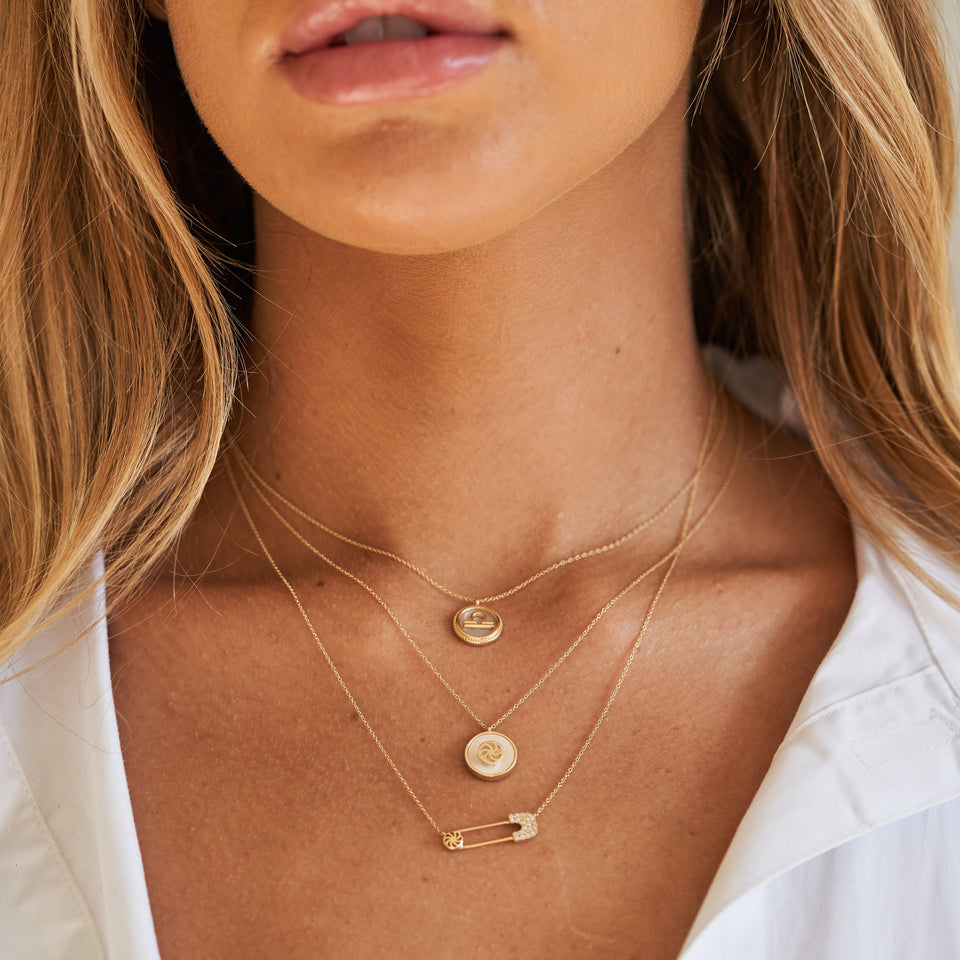 Safety Pin Necklace Necklaces IceLink-ATL 14K Gold Plated