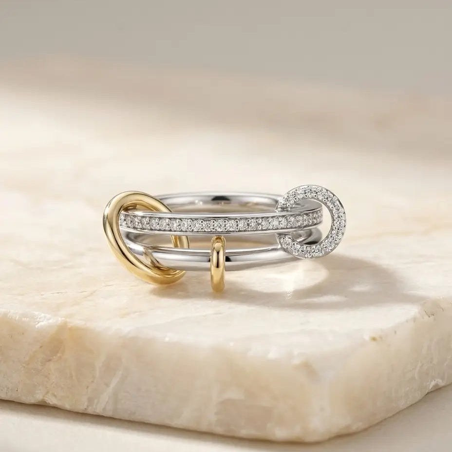 ‘Kora’ Two-Tone Loop Ring Rings IceLink-CINDY