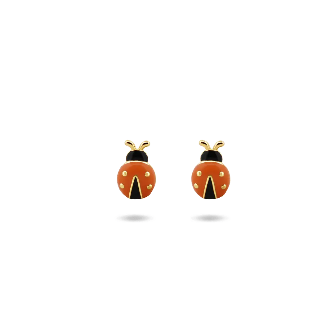 Lady Bug Enamel Studs Earrings IceLink-SKY Orange