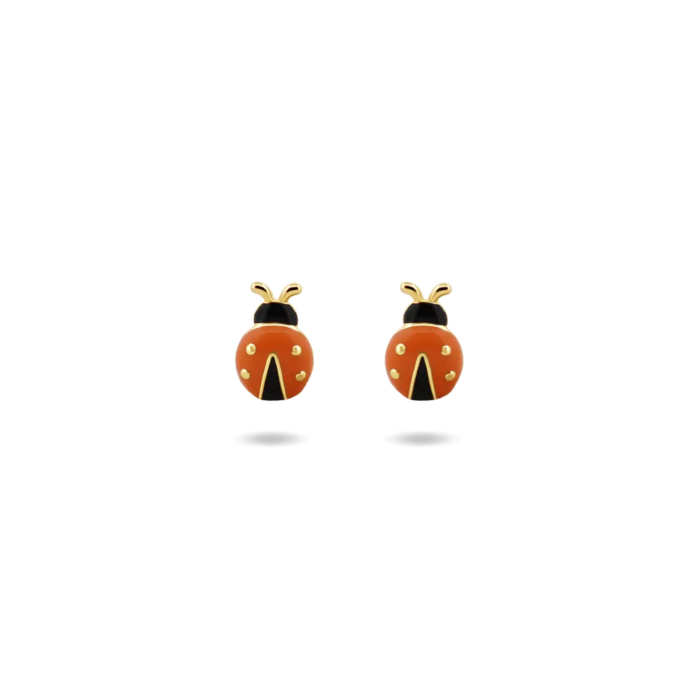 Lady Bug Enamel Studs Earrings IceLink-SKY Orange