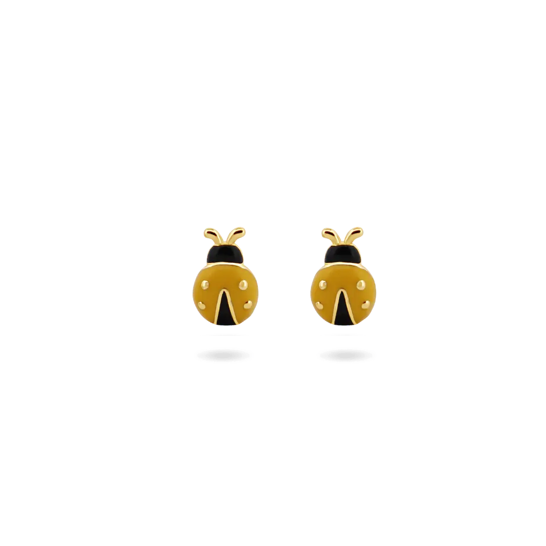 Lady Bug Enamel Studs Earrings IceLink-SKY Yellow