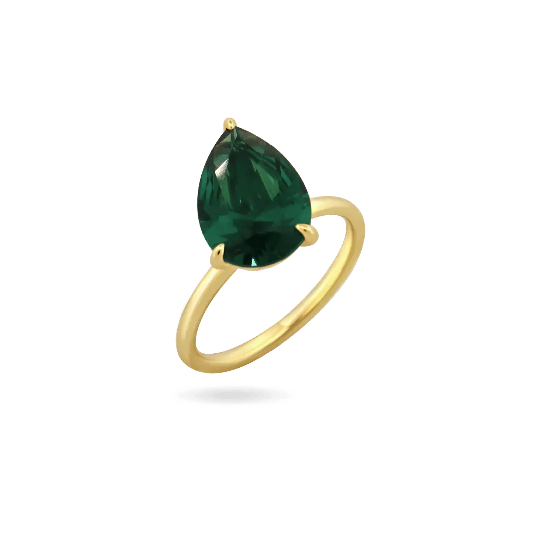 'Lina' Emerald Pear Ring Rings IceLink-ATL 5
