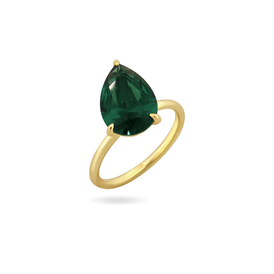 'Lina' Emerald Pear Ring Rings IceLink-ATL 5