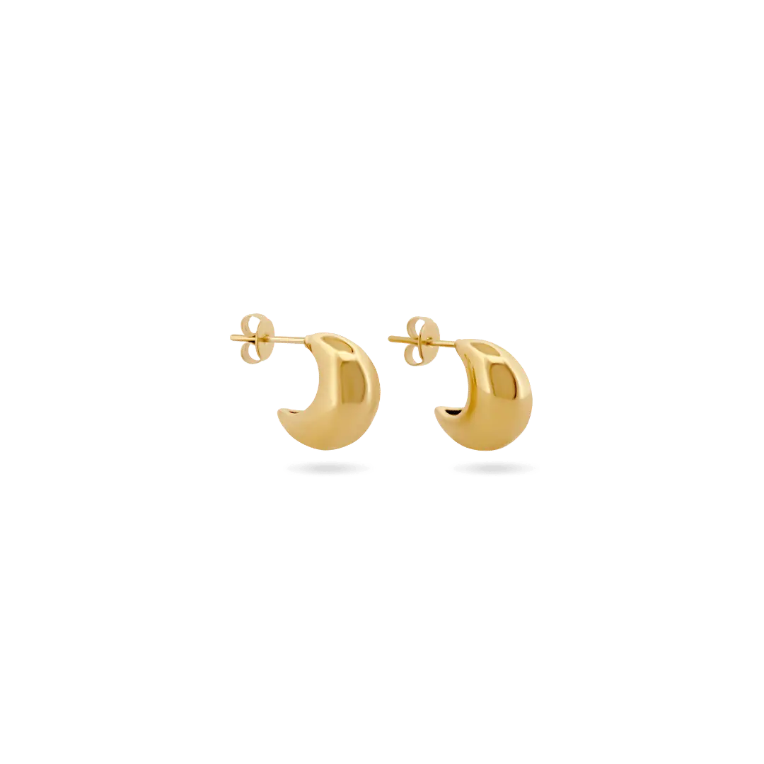 ‘Luna’ Moon Huggies Earrings IceLink-SODA Gold PVD